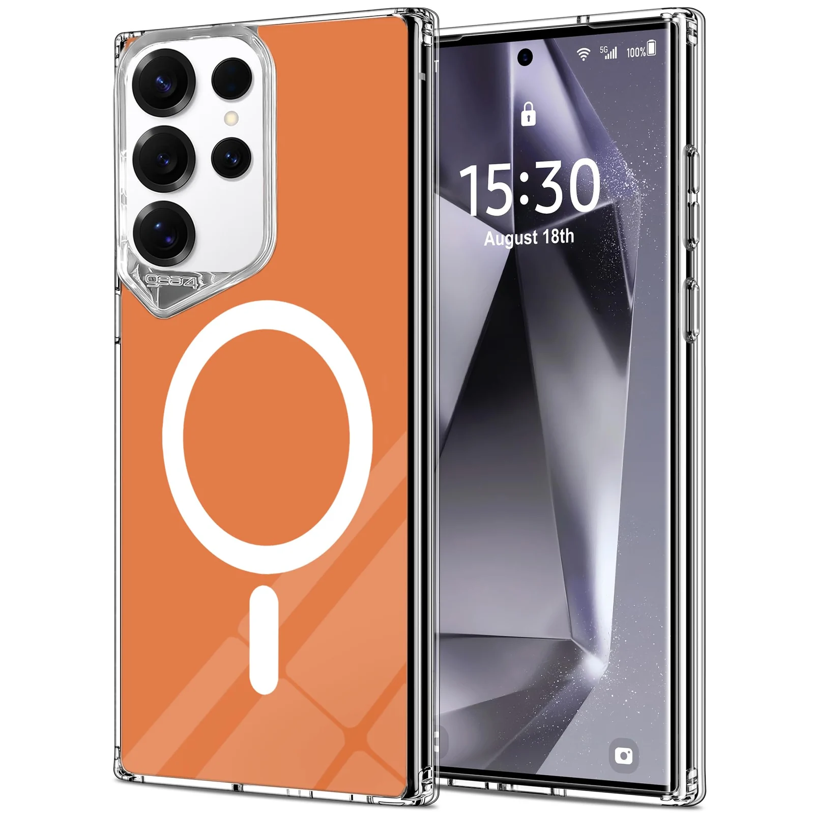 DL3 Mobilak Clear TPU Case for Samsung Galaxy S24 Ultra, Compatible with MagSafe accessories, Camera protection, Shock-absorbing protection - Orange
