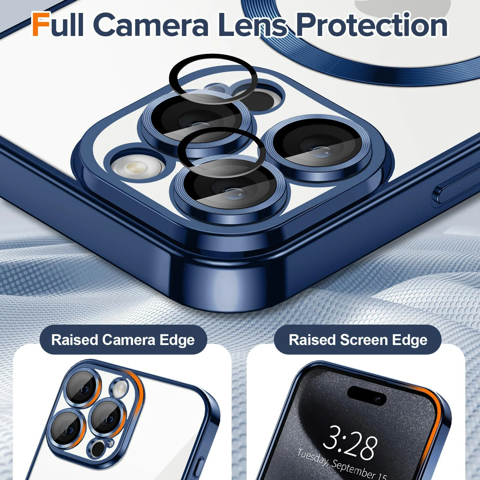 DL3 MOBILAK MagSafe Phone Case with Camera Lens Protector for Apple iPhone 14 Pro Max, Blue