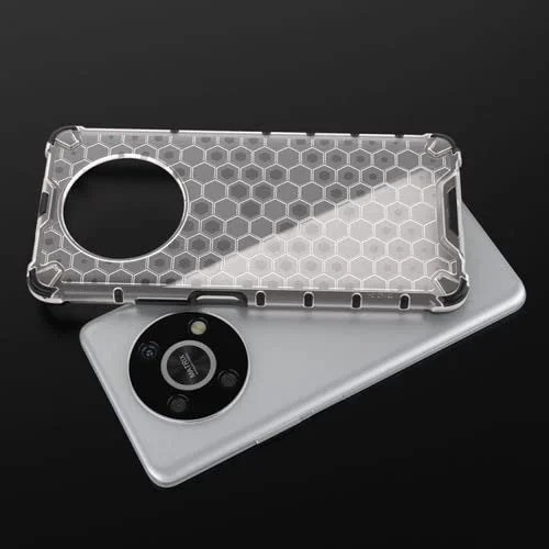 DL3 Mobilak Case For Honor X9 4G / Honor X9 5G, [Honeycomb Design] Drop Protection, Ultra Thin TPU + PC Transparent Silicone Protective Case, Shockproof Cover - Clear