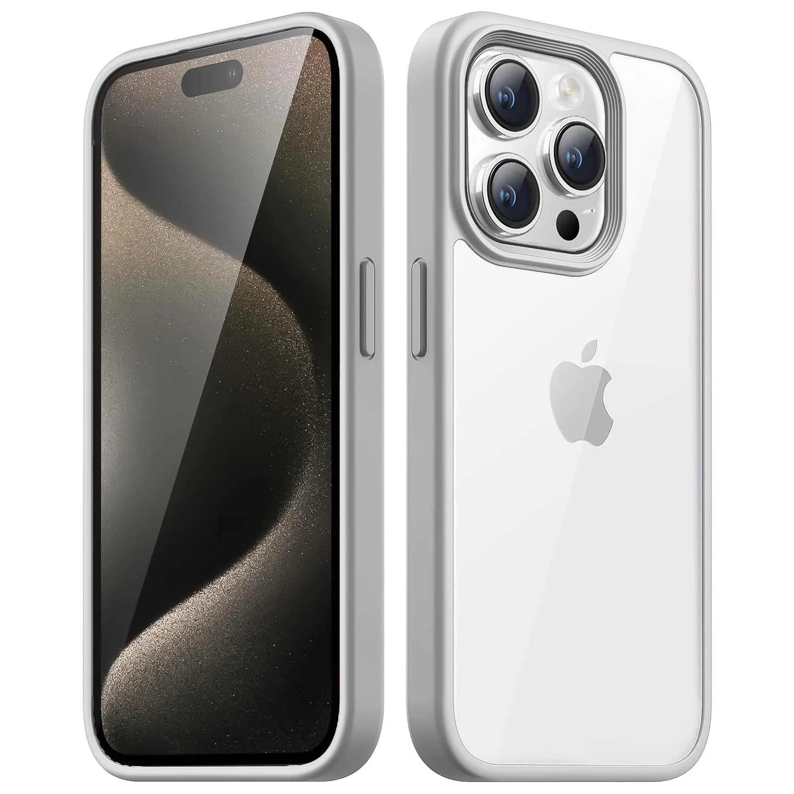 DL3 Mobilak Clear PC and TPU Protective Case for iPhone 15 Pro Max with Military-Grade Protection and Anti-Yellowing Design - Titanium