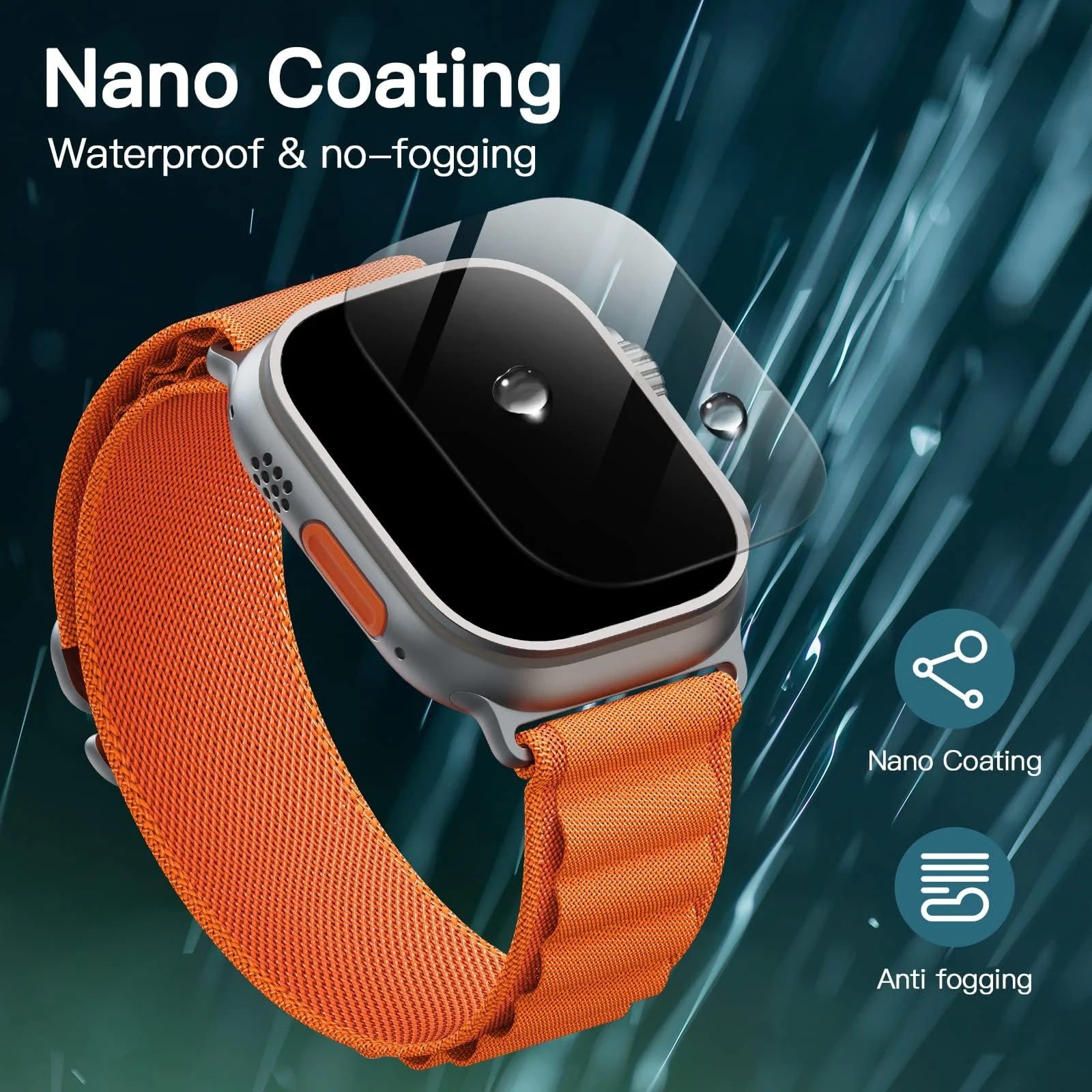 DL3 Mobilak Compatible With Apple Watch Ultra 2 / Ultra Screen Protector 49mm Tempered Glass, Waterproof Screen Protector for Apple Watch Ultra 2 Accessories, HD 9H Hardness Anti- Scratch Film - Clear