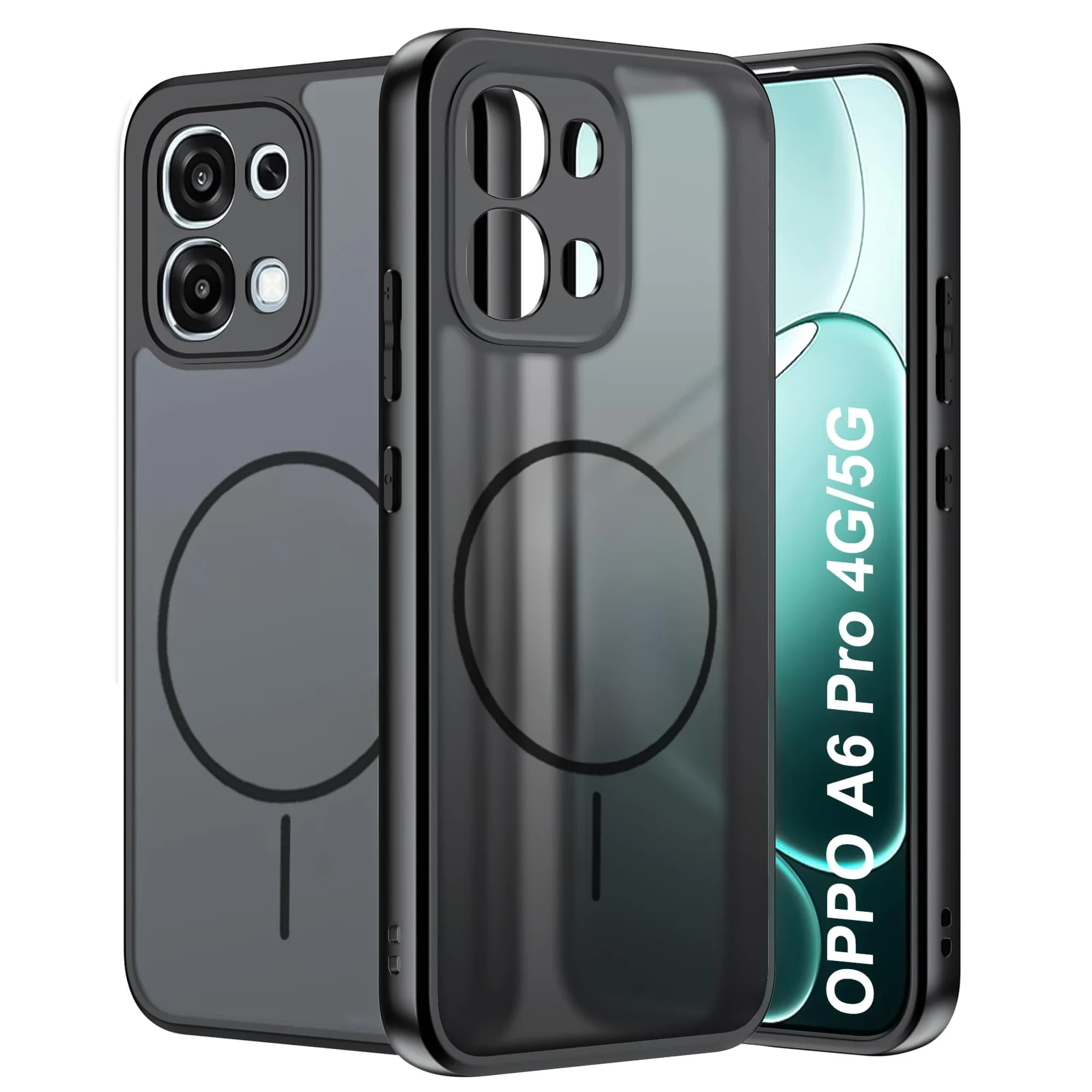DL3 Mobilak Case For OPPO A3 / OPPO A3X Translucent Matte PC Back & Soft TPU Edge, [Not Compatible with MagSafe] Anti-Scratch Shockproof Protective Cover with Full Camera Protection - Black