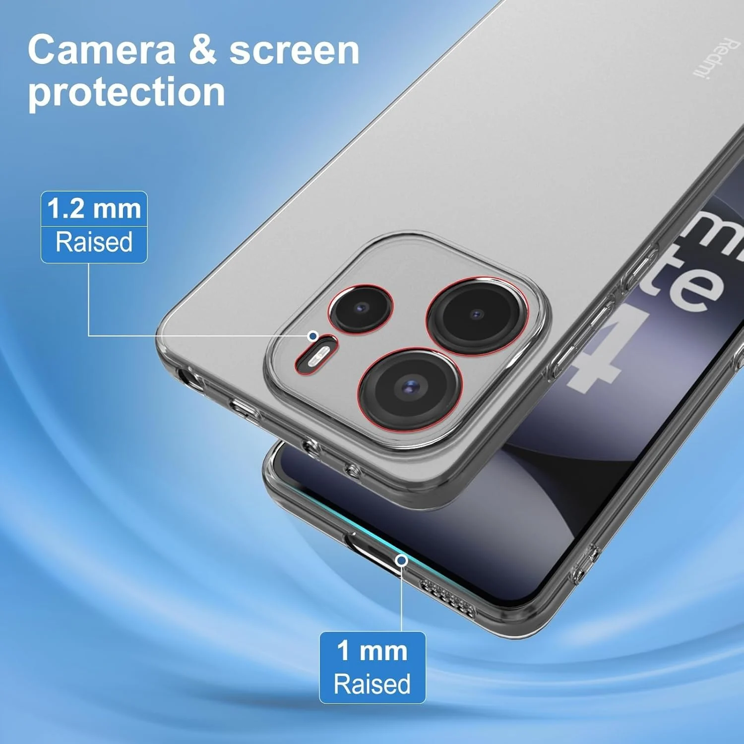 DL3 Mobilak Case Compatible with Xiaomi Redmi Note 14 4G (Not 5G), Case Crystal Soft TPU Gel Case Flexible Silicone Anti-Scratch Camera Protection TPU Cover - Clear