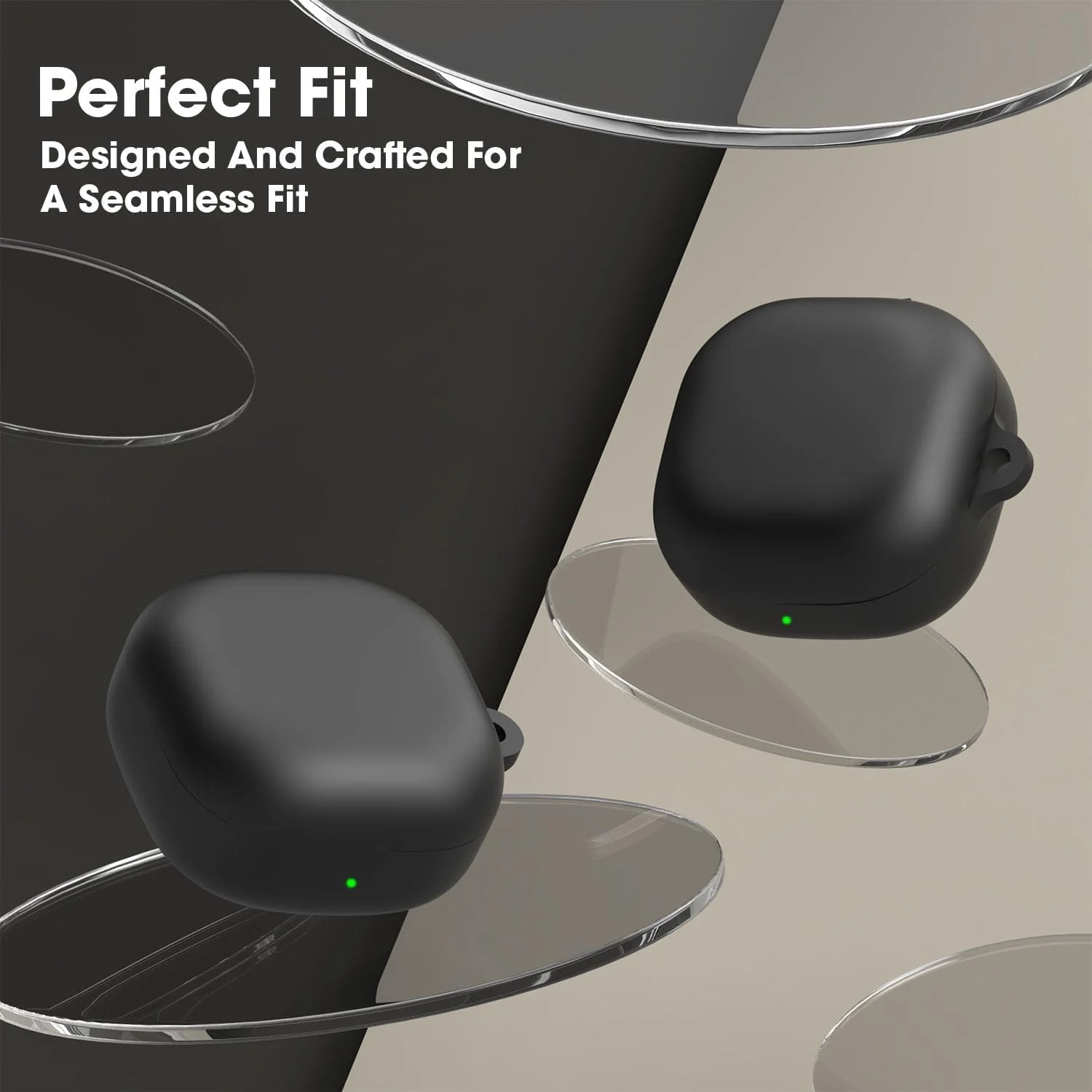 DL3 Mobilak Compatible with Samsung Galaxy Buds 2 pro/Buds 2 / Buds Pro/Galaxy Buds Live Cover, Soft Silicone Shockproof Protective Earbuds with Carabiner, Front LED Visible - Black