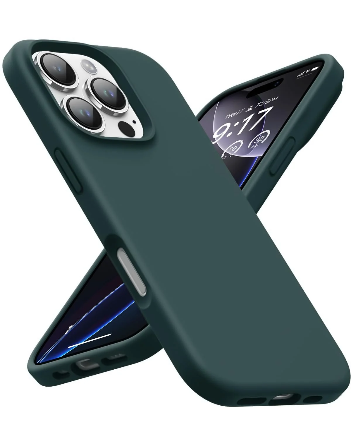 DL3 Mobilak Liquid Silicone Protective Case with Soft Microfiber Lining for iPhone 16 Pro Max - Olive Green