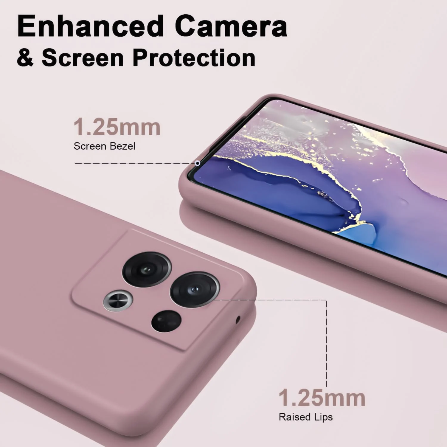 DL3 Mobilak Liquid Silicone Protective Case with Soft Microfiber Lining with Full Camera Protection for OPPO Reno 8 Pro 5G / Reno8 Pro+ Plus 5G - Cashmere