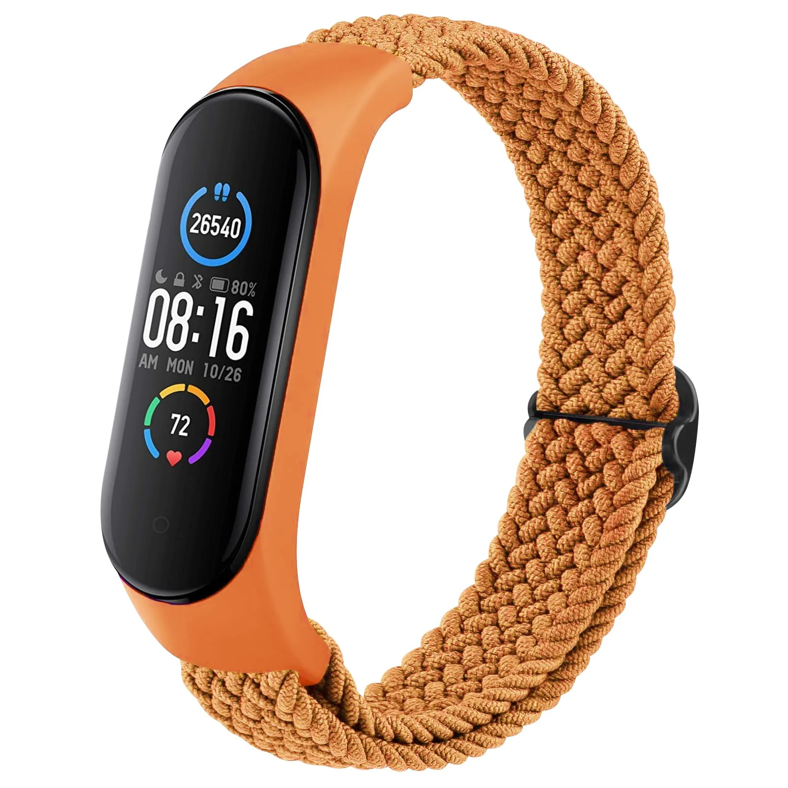 DL3 Mobilak Nylon Band for Xiaomi Mi Band 7/Mi Band 6/Mi Band 5/Mi Band 4/Mi Band 3, Adjustable Braided Elastic Solo Loop for Mi Band 7 6 5 4 3, Sport Strap Smart Watch Accessories - Orange