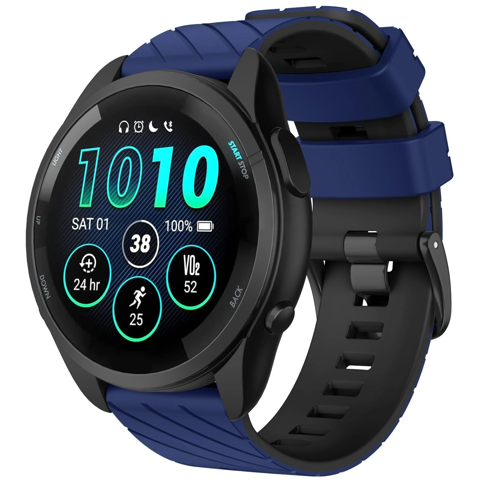 DL3 Mobilak Silicone Sport Band 22MM Strap For Xiaomi Redmi Watch 5 Active/5 Lite/Samsung Galaxy Watch 3 45mm/Watch 46mm/Gear S3/Huawei watch GT5 GT4 GT3 GT2 GT 46MM/GT2E/GT3 Pro/GT 5 Pro - Blue/black