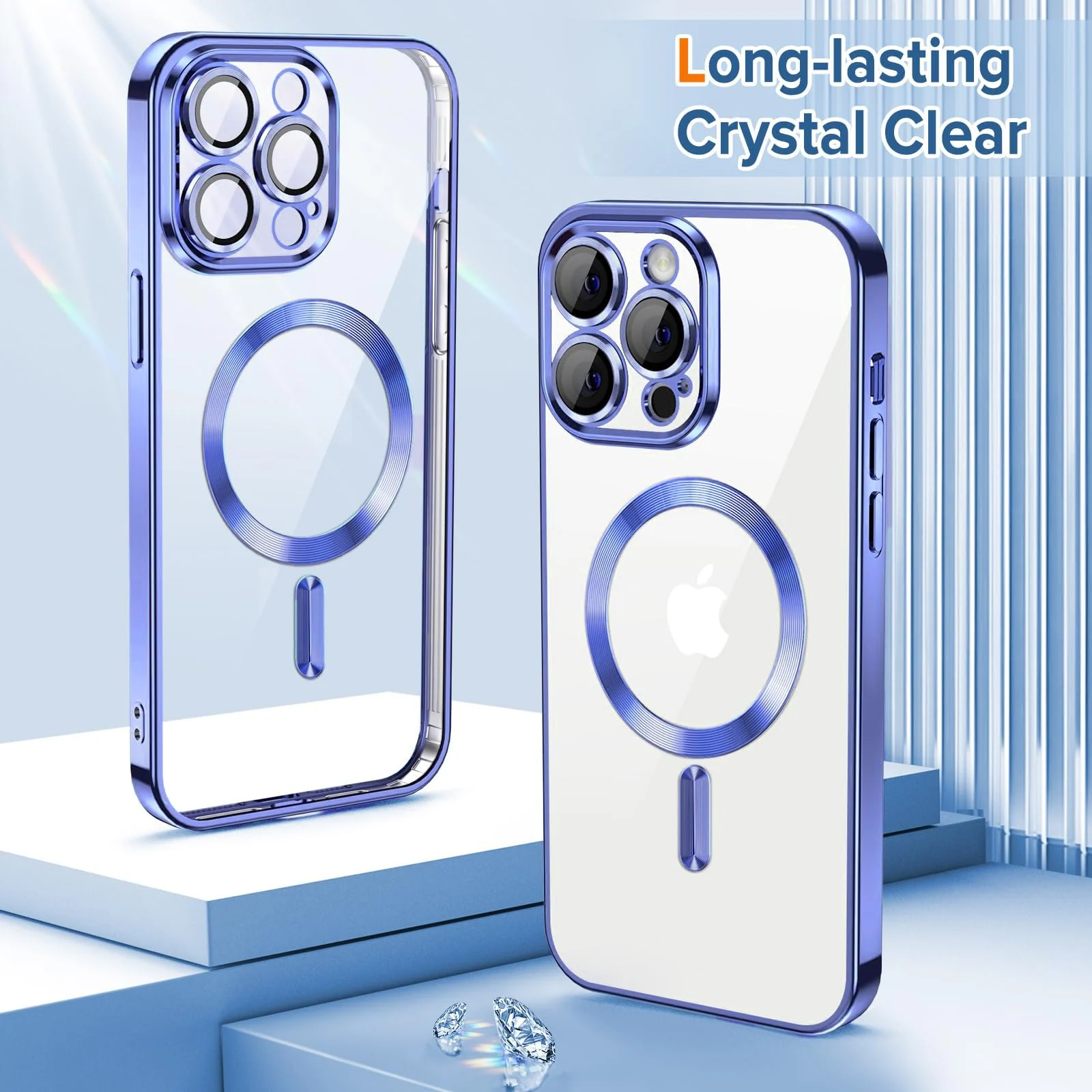 DL3 Mobilak Case for iPhone 14 Pro Max (6.7 Inch) MagSafe with Camera Lens Protector, Magnetic Clear Case Full Protection Plating Anti-Scratch Slim Thin Case Cover - Light Purple