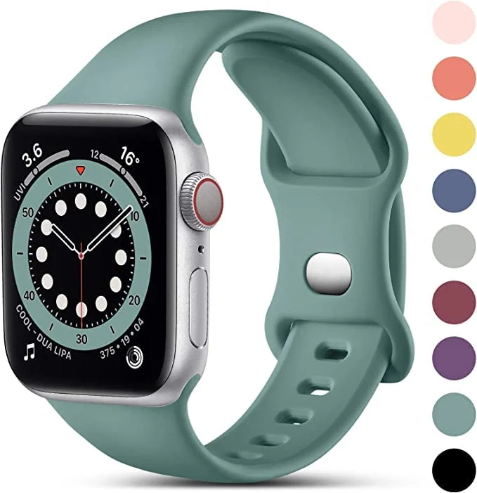 DL3 Mobilak Bands Compatible with Apple Watch Ultra 49mm 45mm 44mm 42mm 41mm 40mm 38mm, Replacement Soft Silicone Strap for iWatch Ultra/Ultra 2 Series 9/8/7/6/5/4/3/2/1 (Pine, 38MM/40MM/41MM) - Pine Green