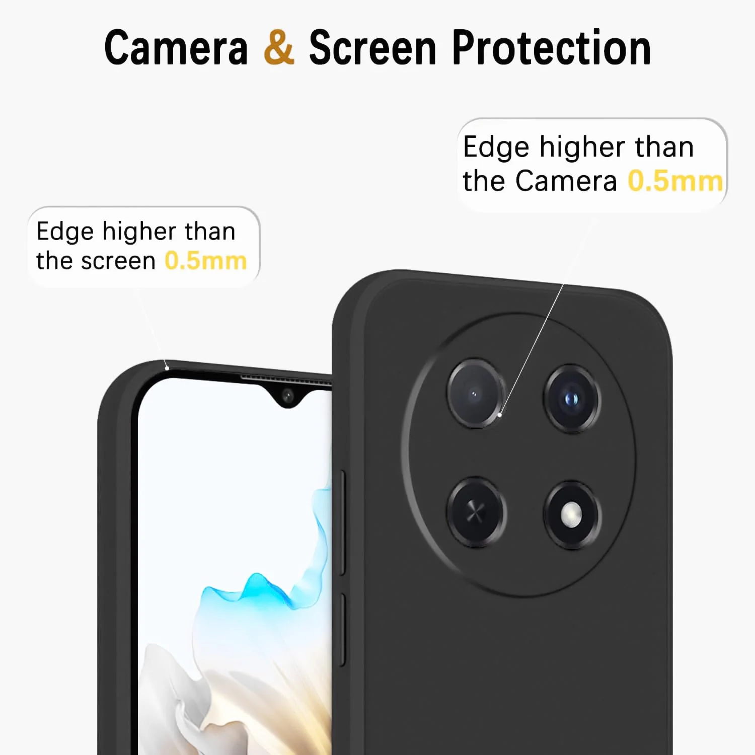 DL3 Mobilak Liquid Silicone Case for Huawei nova 12i, Shock-absorbing protection, Scratch-resistant surface, Soft microfiber lining - Black