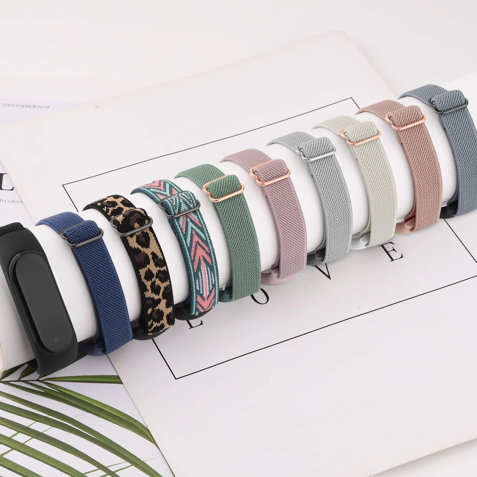 DL3 Mobilak Nylon Loop Stretchy Strap for Xiaomi Mi Band 7/Mi Band 6/Mi Band 5/Mi Band 4/Mi Band 3, Adjustable Elastic Sport Band for Mi Band 7 6 5 4 3, Strap Smart Watch Accessories - Black