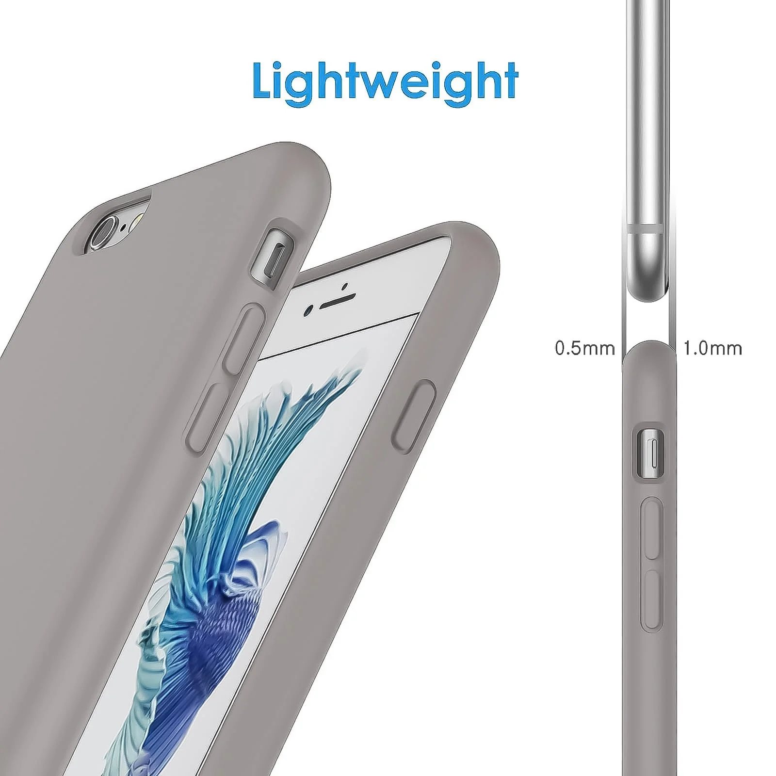 DL3 Mobilak Liquid Silicone Protective Case for iPhone 6 Plus / 6S Plus with Camera Protection and Microfiber Lining - A Stone