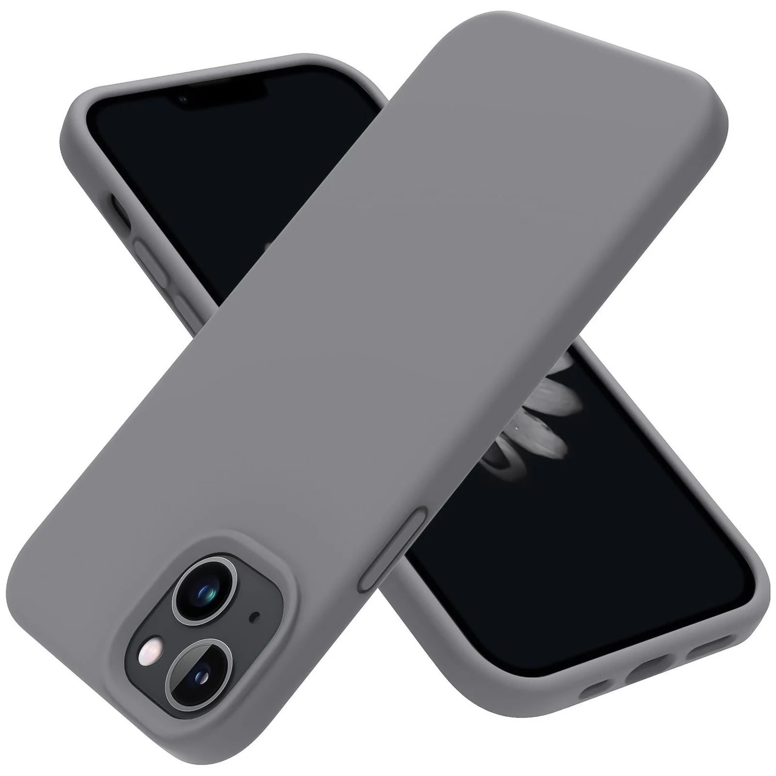 DL3 Mobilak Liquid Silicone Protective Case for iPhone 13 / iPhone 14 with Camera Protection and Microfiber Lining - A Gray
