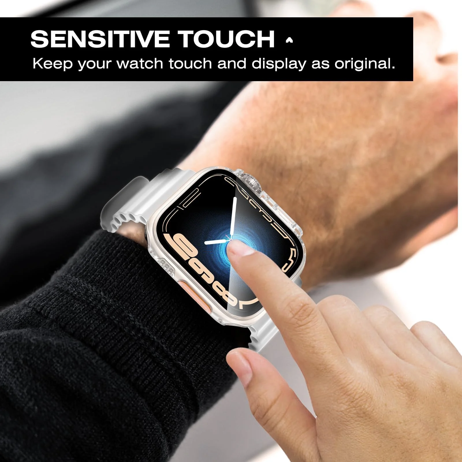 DL3 Mobilak for Apple Watch 45mm Screen Protector Case, Built-in Tempered Glass Screen Unique Design Case Cover for iWatch 45mm Series 9 8 7 - Clear
