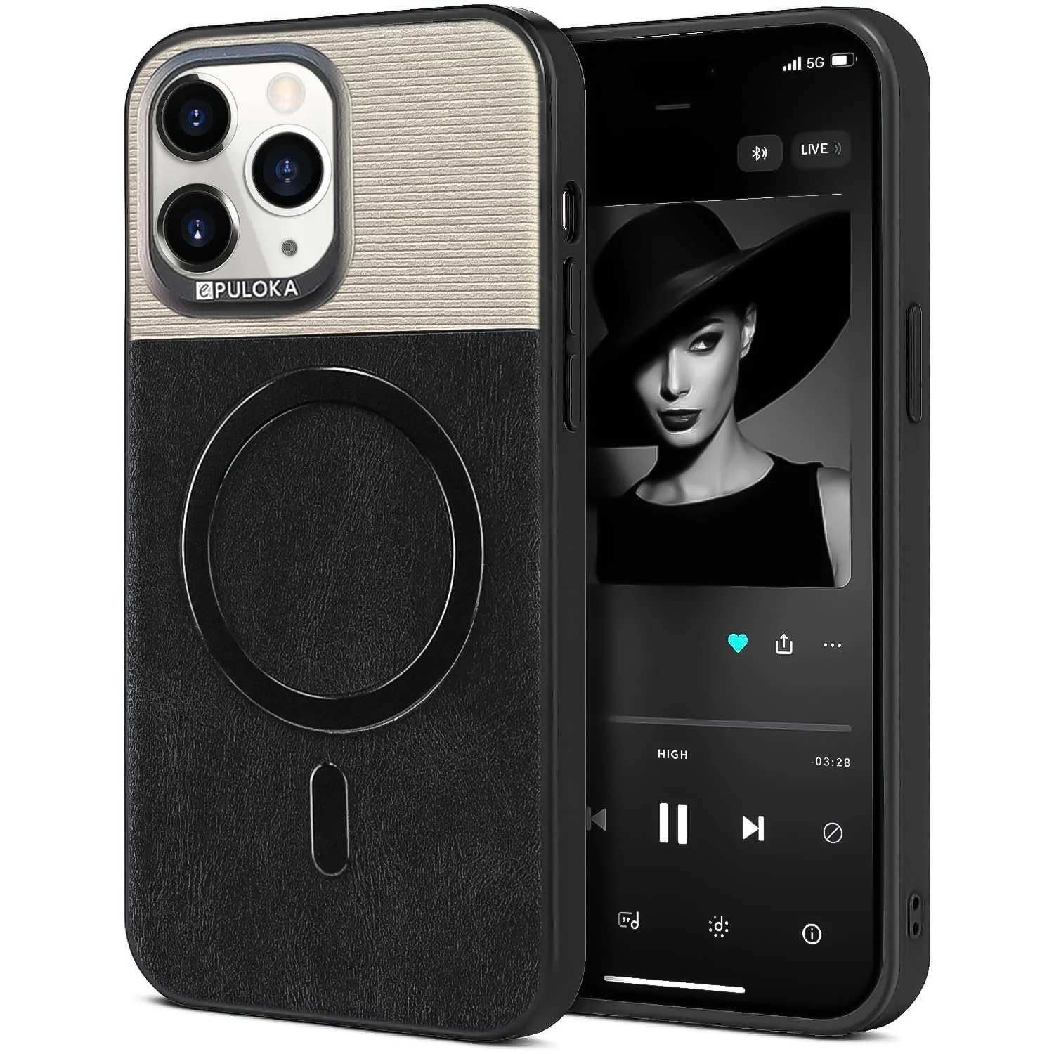 DL3 Mobilak Premium Leather Magnetic Case for iPhone 15 Pro Max Compatible with MagSafe - Shockproof Protective Cover with Full Camera Protection, Slim Luxury Design