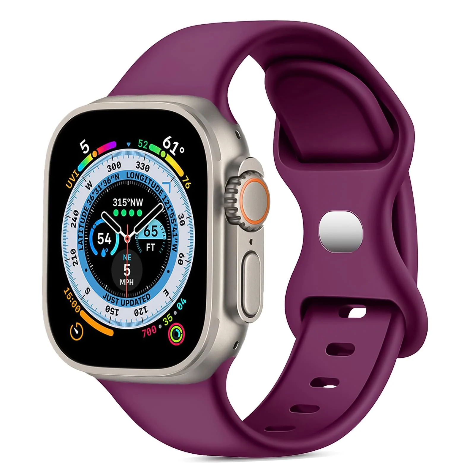 42MM/44MM/45MM/49MM — DL3 Mobilak Bands Compatible with Apple Watch Ultra 49mm 45mm 44mm 42mm 41mm 40mm 38mm, Replacement Soft Silicone Strap for iWatch Series 9/8/7/6/5/4/3/2/1 (Grape, 42MM/44MM/45MM/49MM)