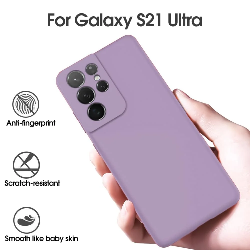 DL3 Mobilak Silicone Protective Case for Samsung Galaxy S21 Ultra 5G, Shock-absorbing protection, Scratch-resistant surface, Soft microfiber lining - Laveder