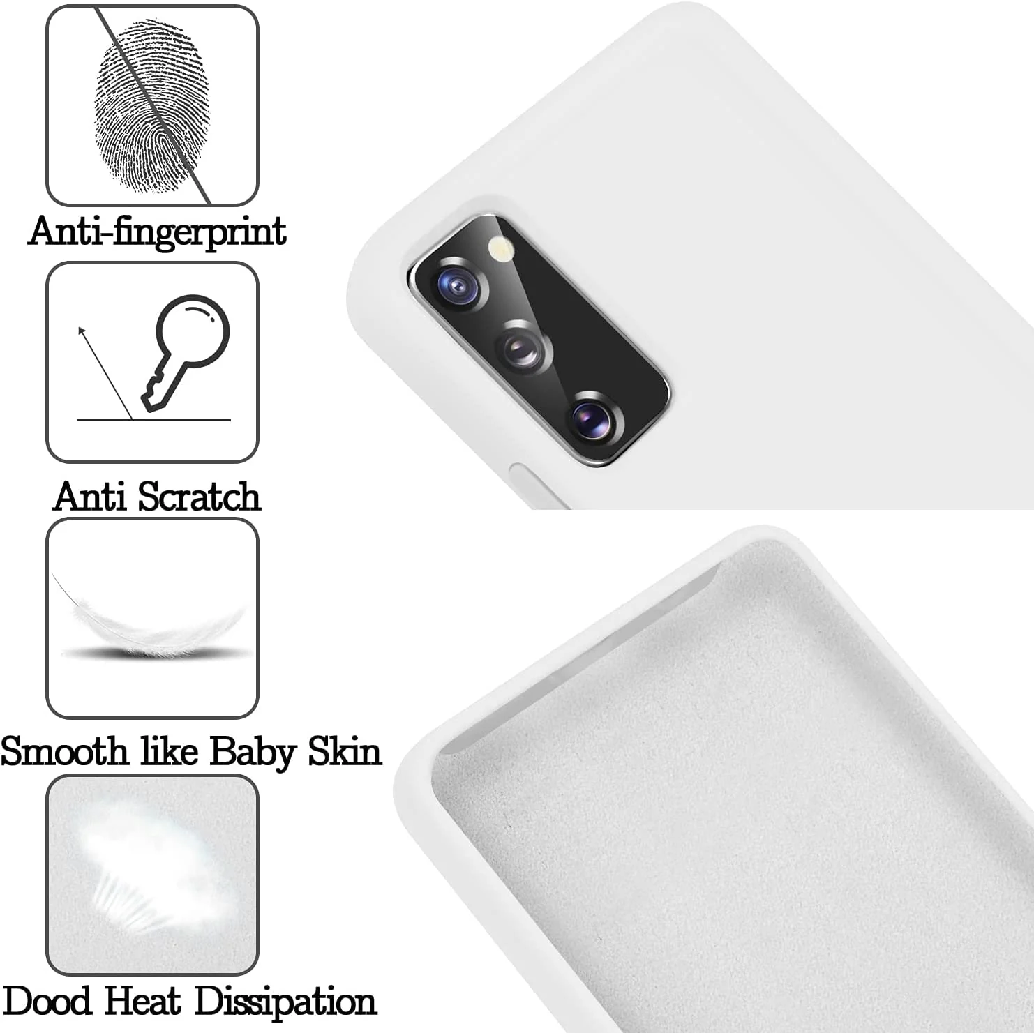 DL3 Mobilak Samsung Galaxy S20 FE Case, Soft Flexible Silicone Gel Rubber Bumper Cover, Slim Fit Full Body Shockproof Protective Phone Case for Samsung Galaxy S20 FE White - Black