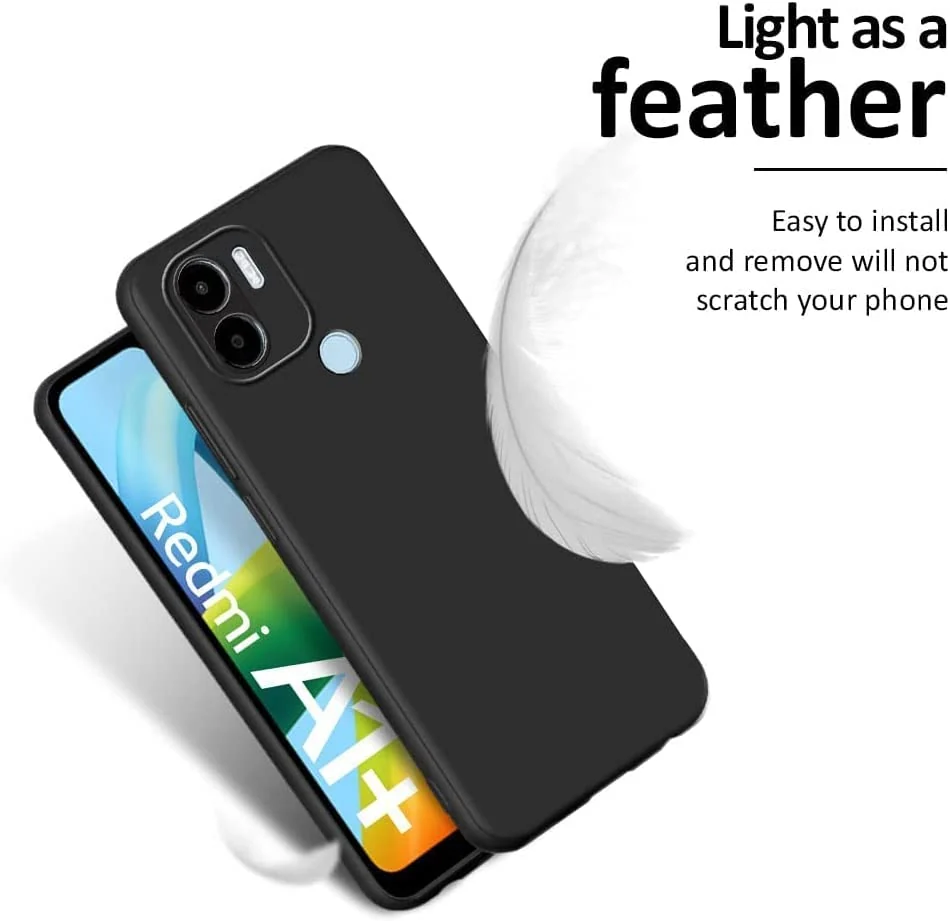 DL3 Mobilak Case For Xiaomi Redmi A1+ A1 Plus 4G, Case Compatible with Liquid Silicone Case Protector Camera Soft TPU Slim Back Cover - Black