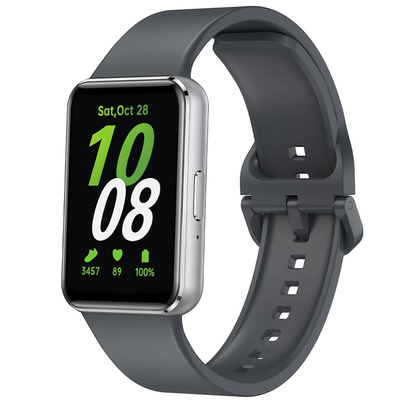 DL3 MOBILAK Silicone Bracelet for Samsung Galaxy Fit 3 Strap, Soft Silicone Sport Replacement Strap For Women/Men, Adjustable Waterproof Sports Band - Space Gray