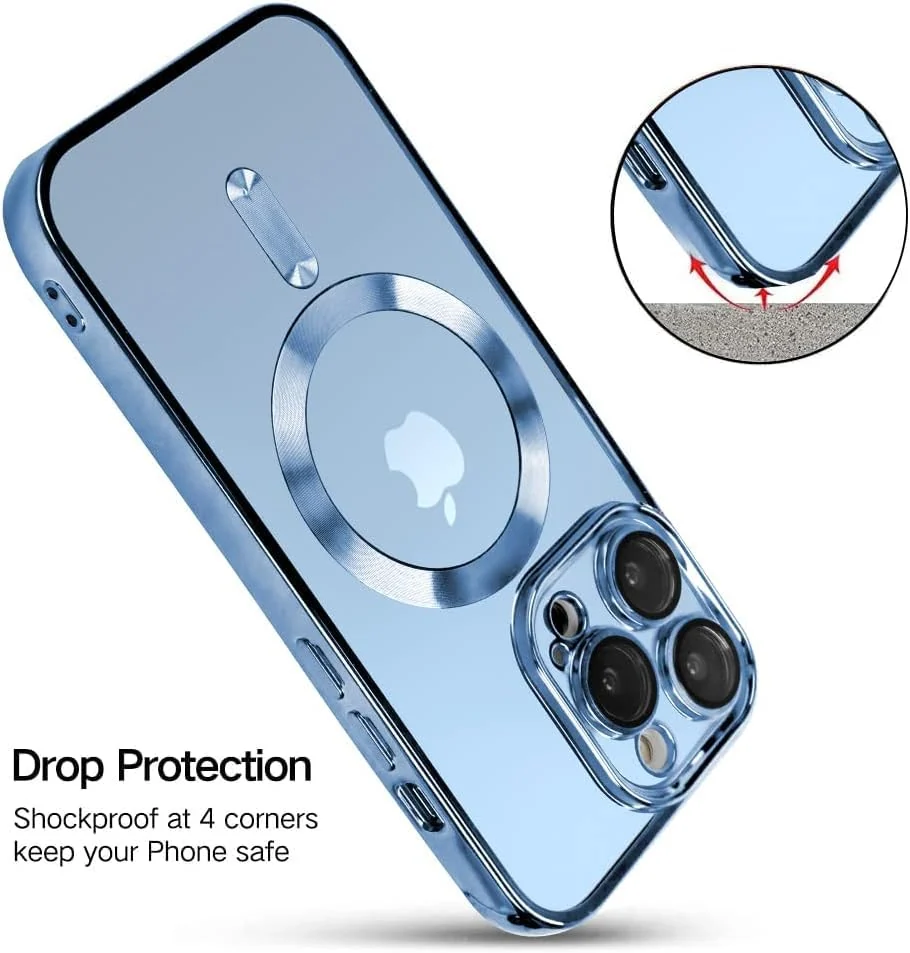 DL3 Mobilak Clear MagSafe-Compatible Magnetic Case for iPhone 11 Pro with Camera Protection and Shockproof Design - Sierra Blue