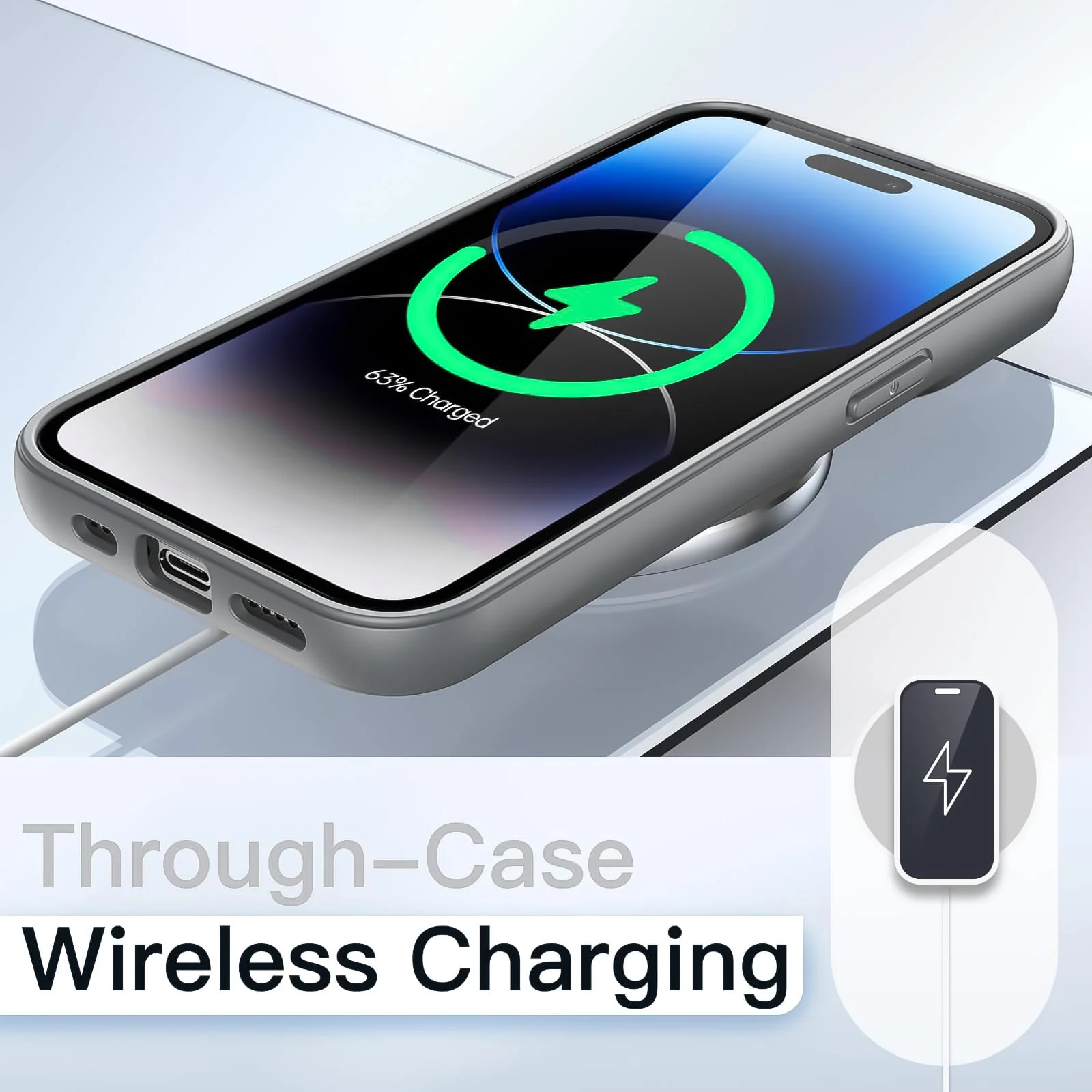 DL3 Mobilak Clear PC and TPU Protective Case for iPhone 15 Plus 6.7-Inch / iPhone 14 Plus 6.7-Inch with Camera Protection and Shockproof Design - Dark Gray