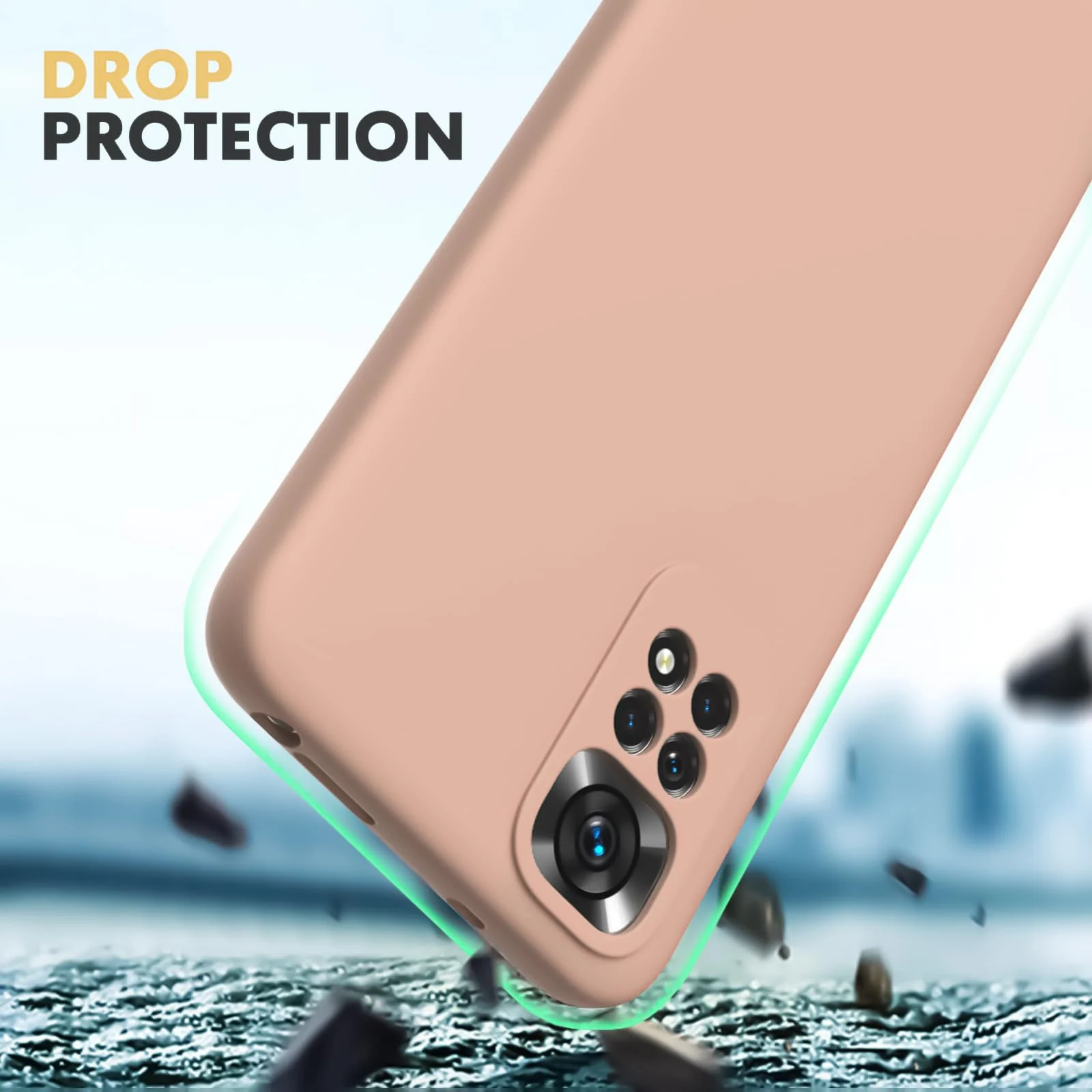 DL3 Mobilak Liquid Silicone Protective Case with Soft Microfiber Lining with Full Camera Protection for Xiaomi Redmi Note 12 Pro 4G / Redmi Note 11 Pro 4G&5G - Light Orange