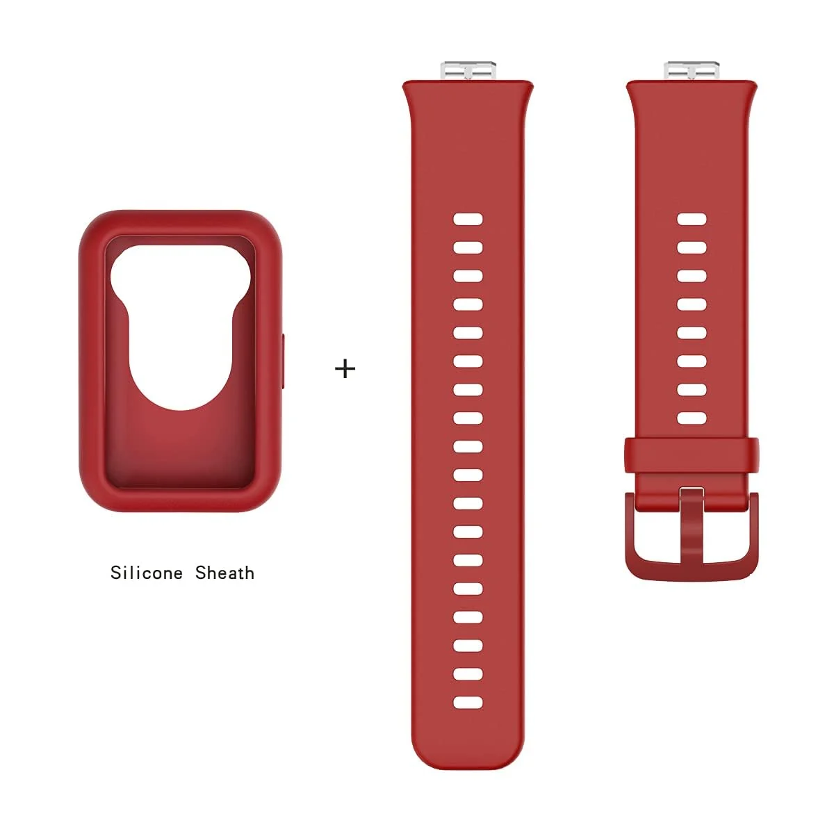 DL3 MOBILAK Bands Replacement and case for Huawei Watch Fit, Band for Women Men,Silicone Quick Release Soft Rubber Replacement Watch Band - Dark Red