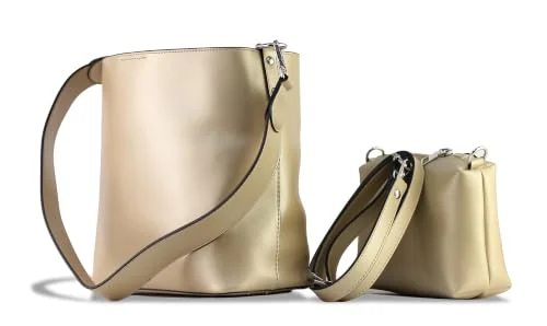 Mobigon Women’s 2-in-1 Hobo Shoulder Bag Set, Premium Handbag with Studded Details, Magnetic Snap Closure, Mini Crossbody Pouch with Zipper & Adjustable Adjustable Strap - Gold