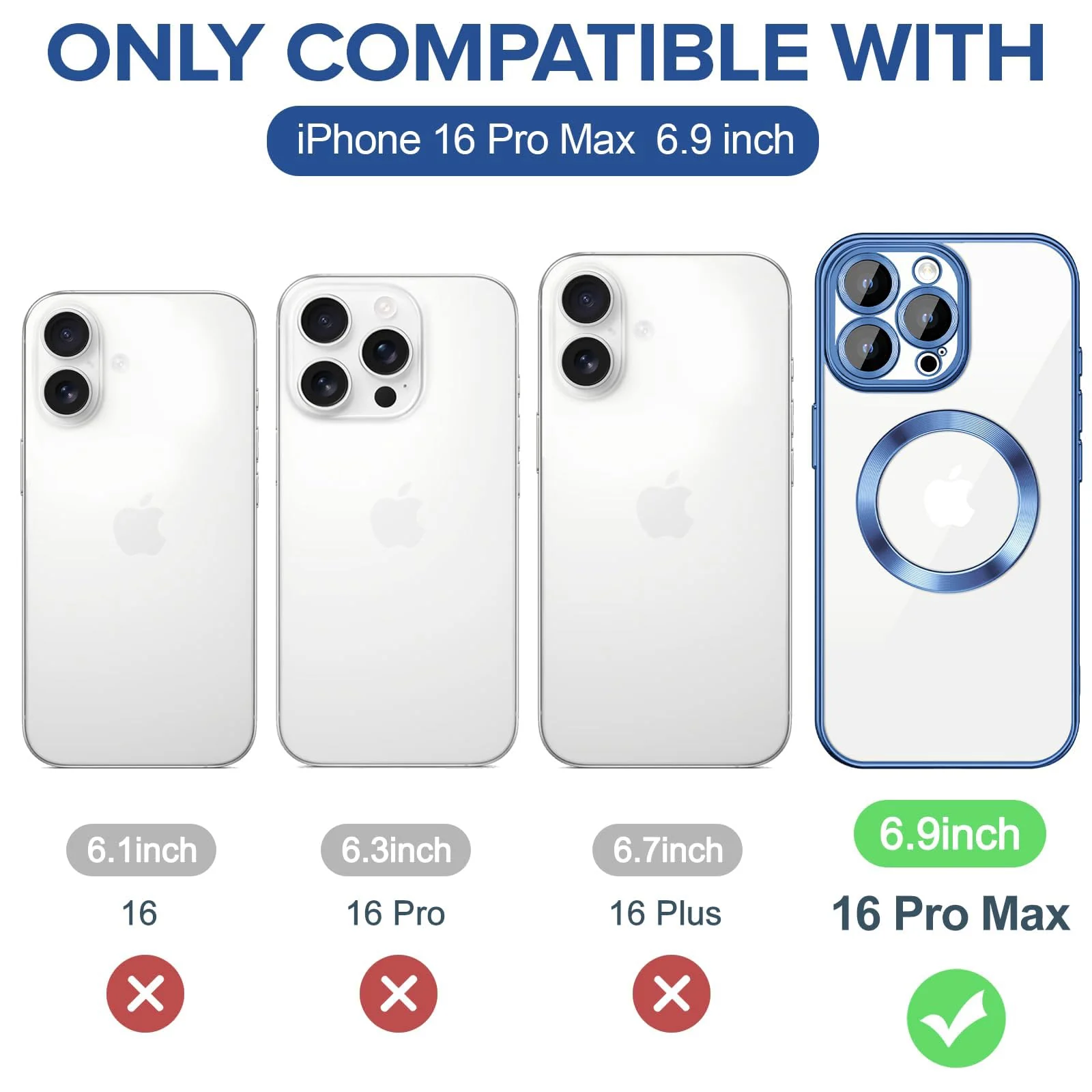 DL3 Mobilak Plated-Edge TPU Protective Case with Camera Protection for iPhone 16 Pro Max - Metallic Blue