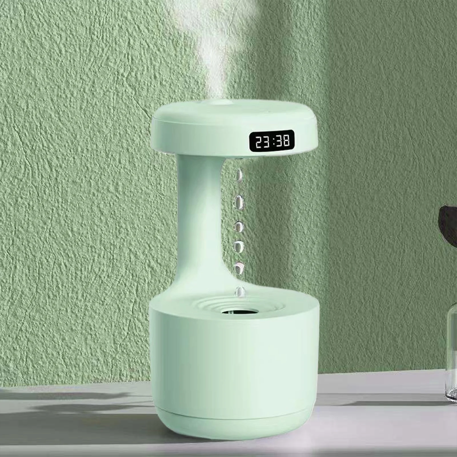 MOBIGON Anti-Gravity 600 ml Humidifier with Clock, Mint Green