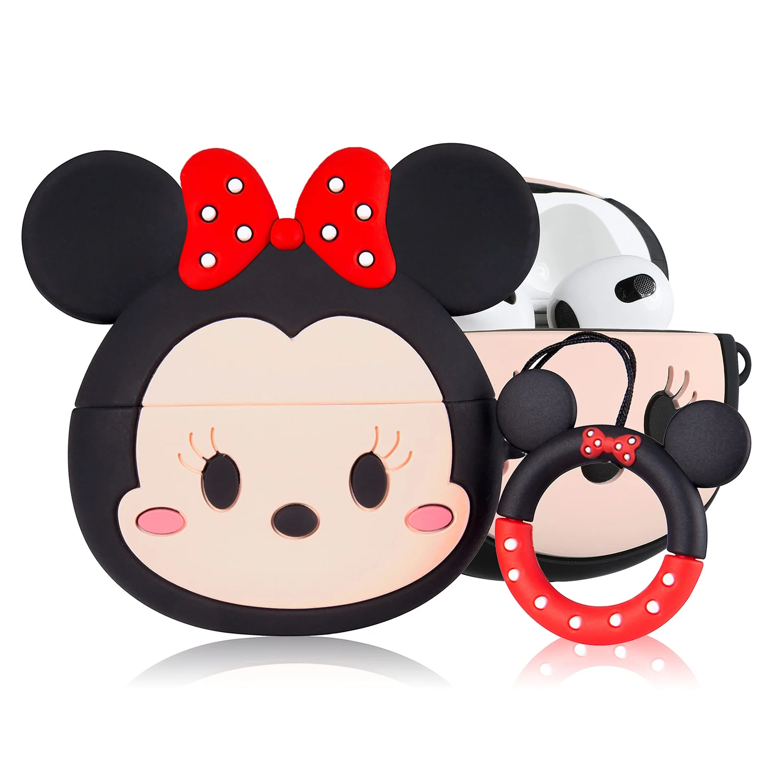DL3 Mobilak Compatible with AirPods Pro 2/1 Gen Case Soft Silicone Shockproof Cover for Apple iPod Pro 2nd/1st Generation, New 3D Cute Cartoon Creative Fun Case with Keychain Design - Black Minnie