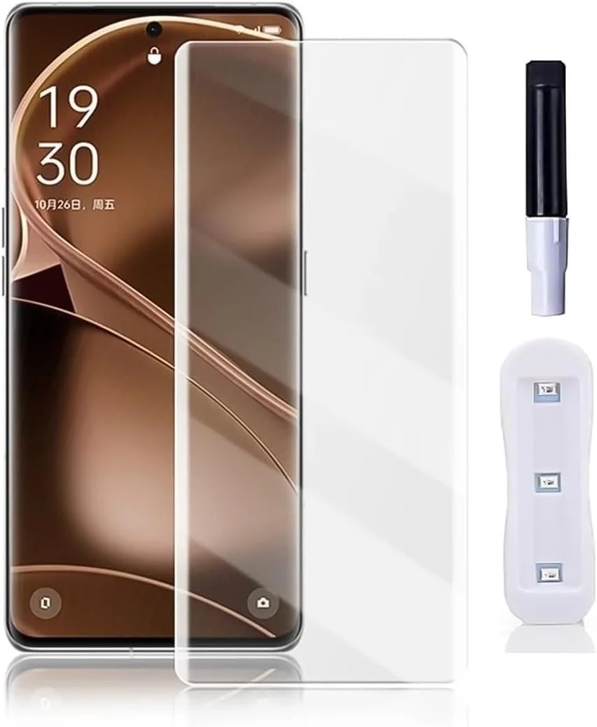 DL3 Mobilak Full Glass Screen Protector For OPPO Find X7 Ultra UV Tempered Glass Full Glue Cover Screen Protector For Fingerprint Unlock Screen Glass Film - Clear
