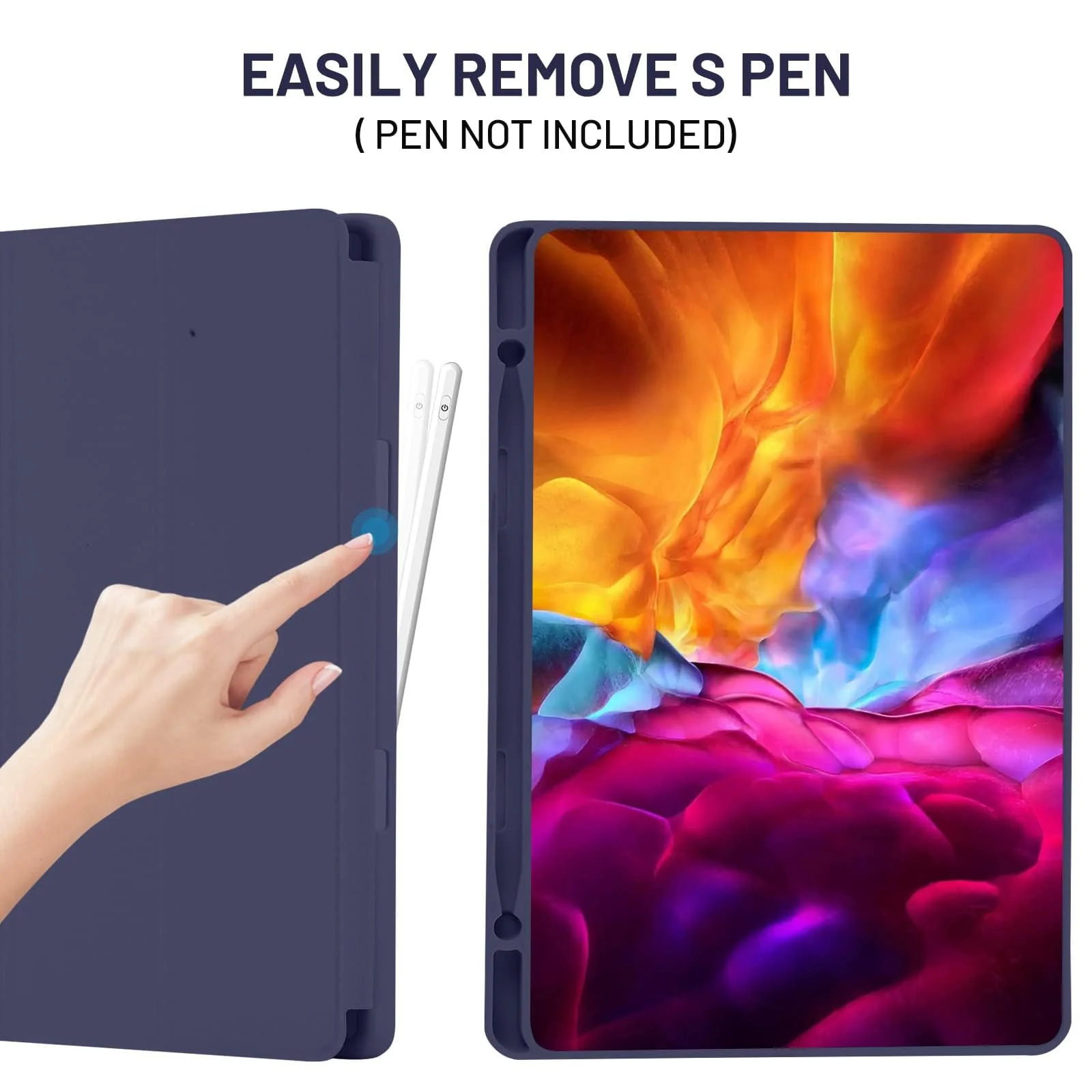 DL3 Mobilak Xiaomi Redmi Pad SE 8.7'' inch 2024 Tablet Case with Pen Holder, Soft TPU Back Trifold Stand Protective Smart Cover Flip, Auto Wake&Sleep - Blue