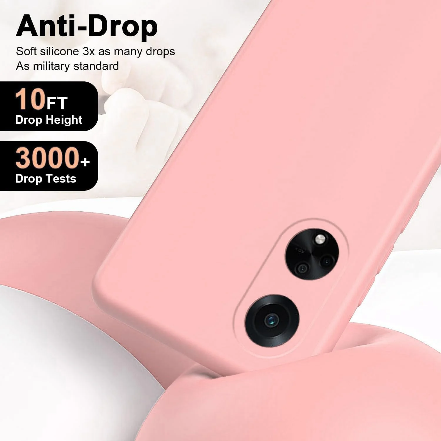 DL3 Mobilak OPPO A98 Case, Soft Flexible Silicone Gel Rubber Bumper Cover, Full Body Shockproof Protective Phone Case - Pink Sand