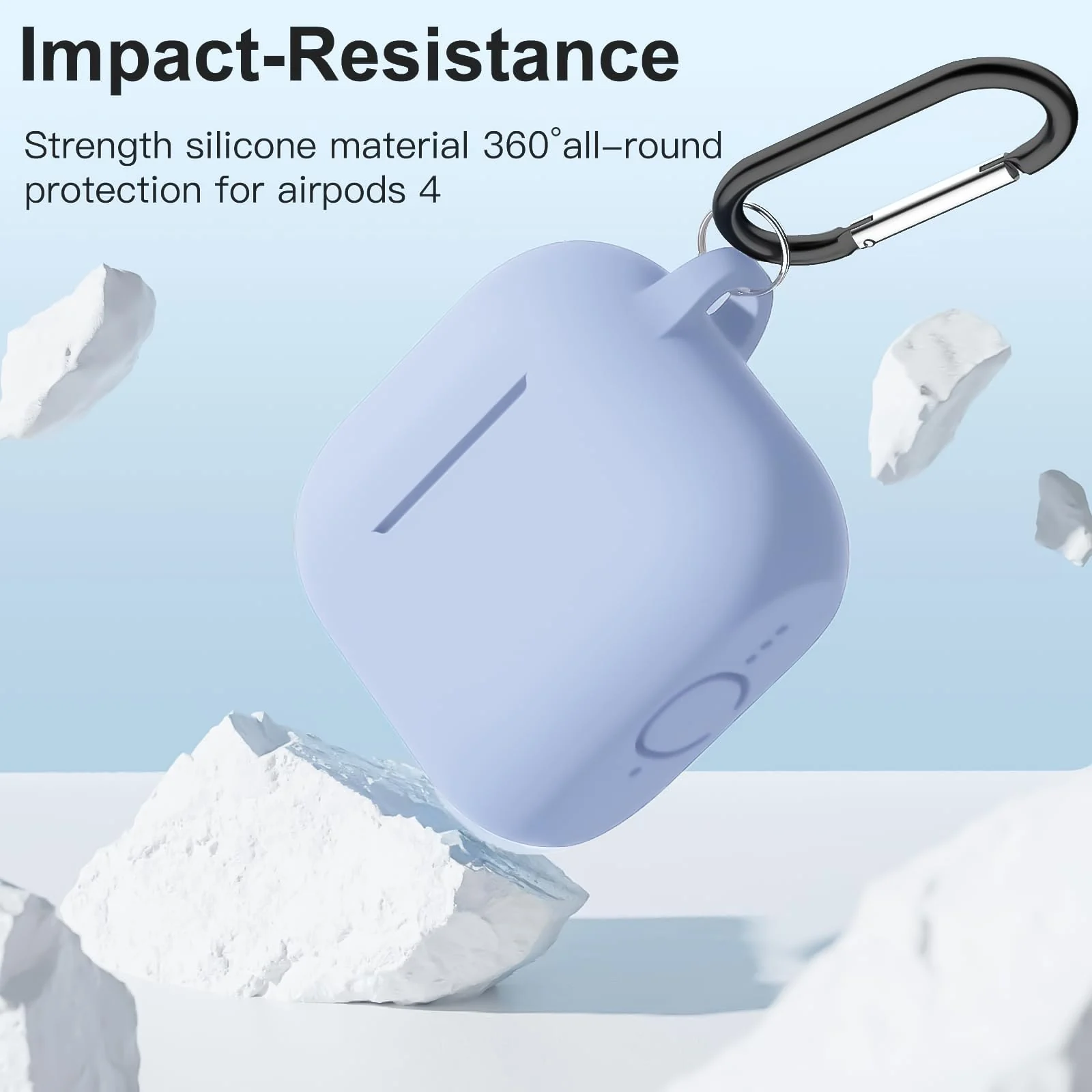 DL3 Mobilak Compatible with AirPods 4 Case (2024), Soft Silicone Full Protective Case Cover with Keychain, For Apple AirPods 4th Generation for Women Men - Sku Blue