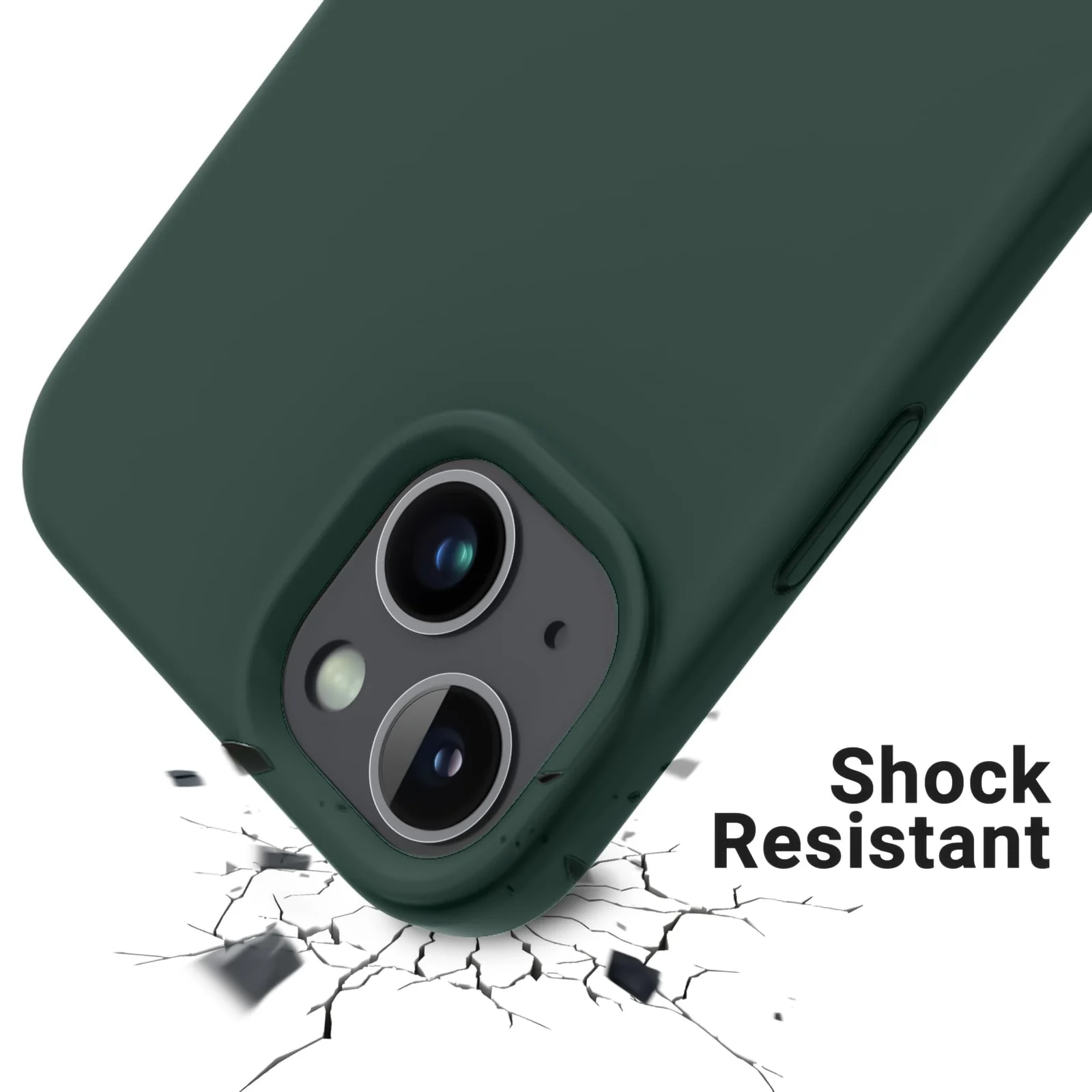 DL3 Mobilak Liquid Silicone Case for iPhone 15, Supports wireless charging, Shock-absorbing protection, Anti-fingerprint finish - Green