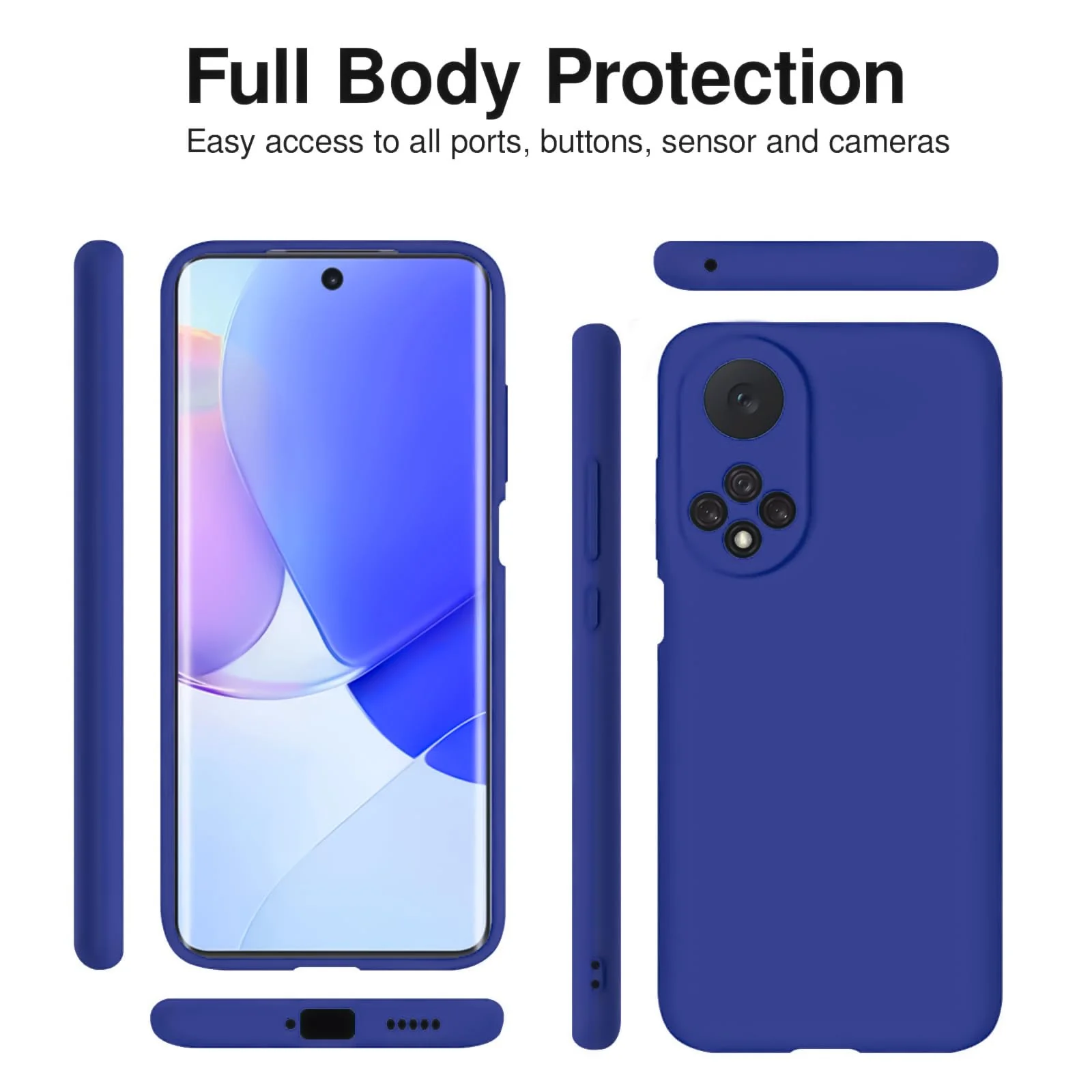 DL3 Mobilak Silicone Protective Case for Honor 50 / Huawei Nova 9, Shock-absorbing protection, Scratch-resistant surface, Soft microfiber lining - Pepsi