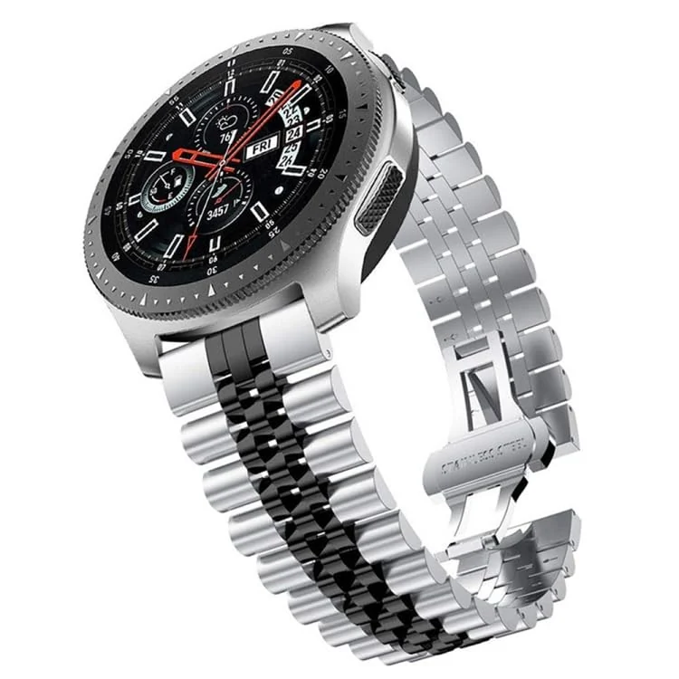 DL3 Mobilak Metal Band 20MM Strap for Samsung Gear Sport, Watch 4/5/5 Pro, S2 Classic, Active 2 40mm 44mm, Amazfit GTS 3/4/4 Mini, Bip 3/Pro/U, GTS 2 Mini/2e - Silver & Black