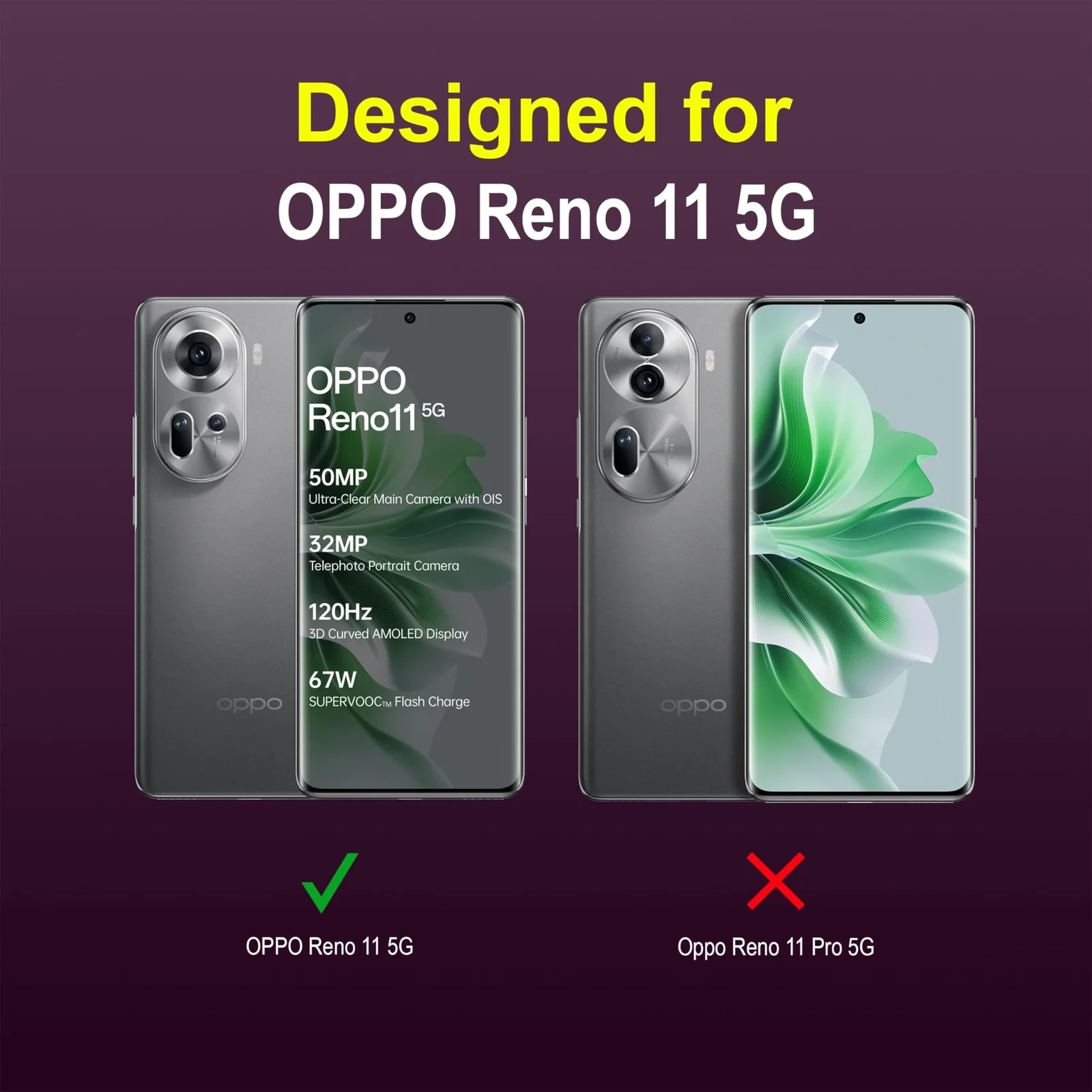 DL3 Mobilak Silicone Case for OPPO Reno 11 5G Heavy Duty Protective [Slim Fit] Shockproof Soft Flexible Protective Design Shock-Absorption TPU Cover With Camera Protection - Purple