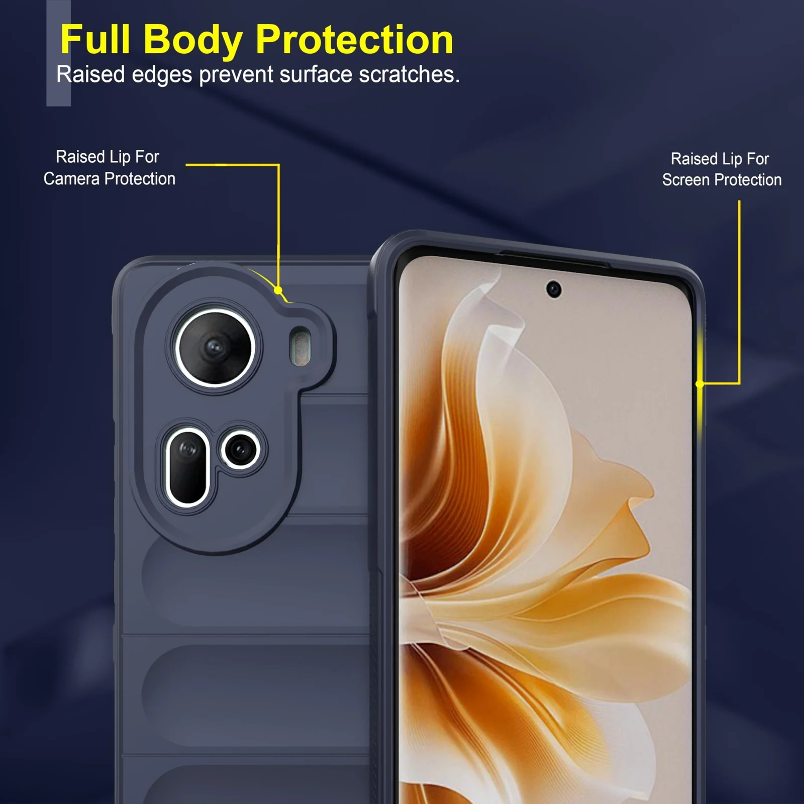 DL3 Mobilak Rugged Protective Case for OPPO Reno 11 5G, Camera protection, Shock-absorbing protection, Non-slip grip - Blue