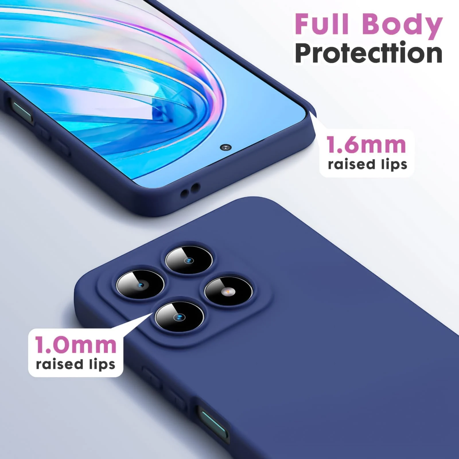 DL3 Mobilak Liquid Silicone Protective Case with Soft Microfiber Lining with Full Camera Protection for Honor X8A - Blue 1