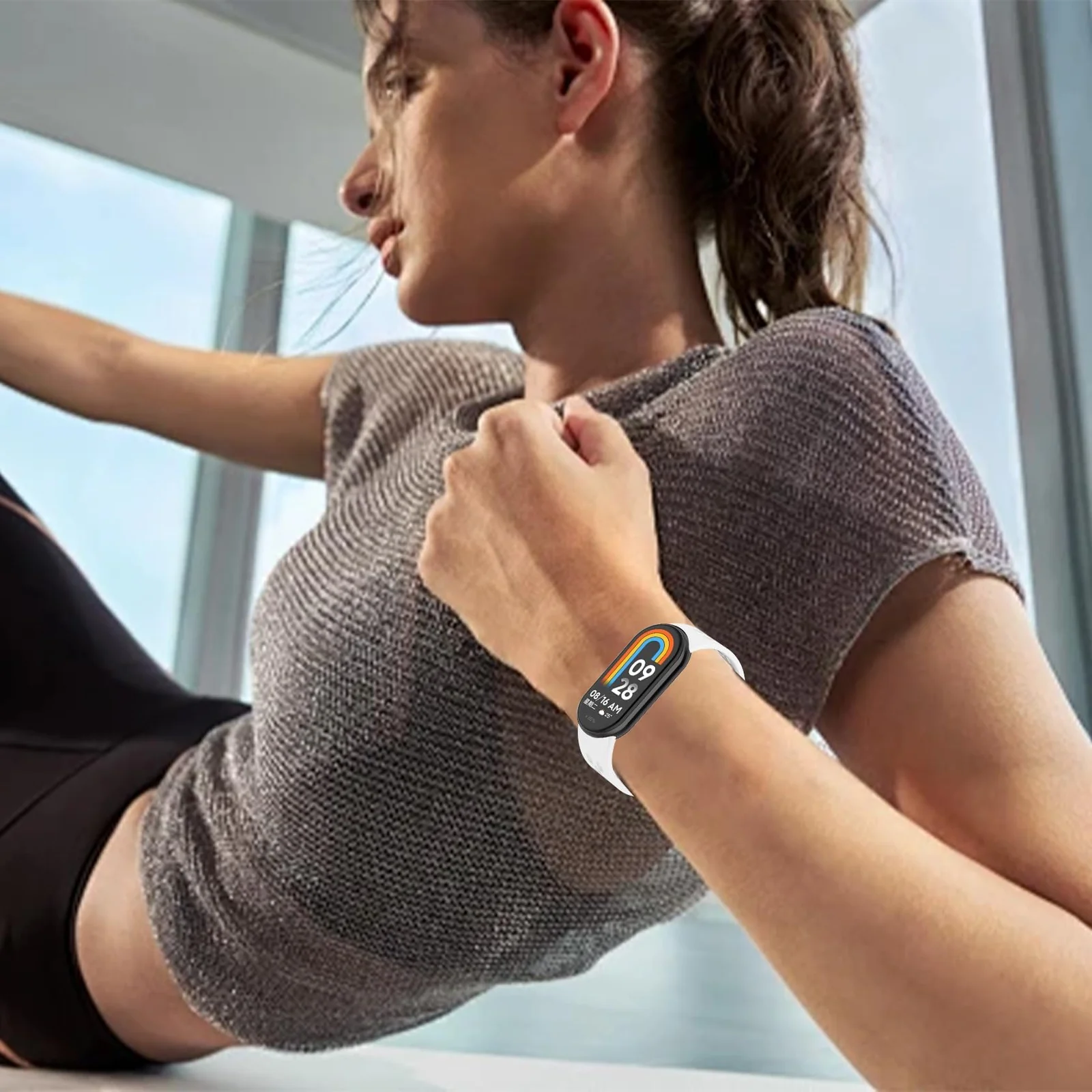 DL3 Mobilak Strap For Xiaomi Mi Band 10/9/8 Magnetic Metal Buckle Sport Silicone Breathable Strap for Men Women Band Quick Release Soft Replacment Wristband For Xiaomi Smart Band 8/9/10 - White