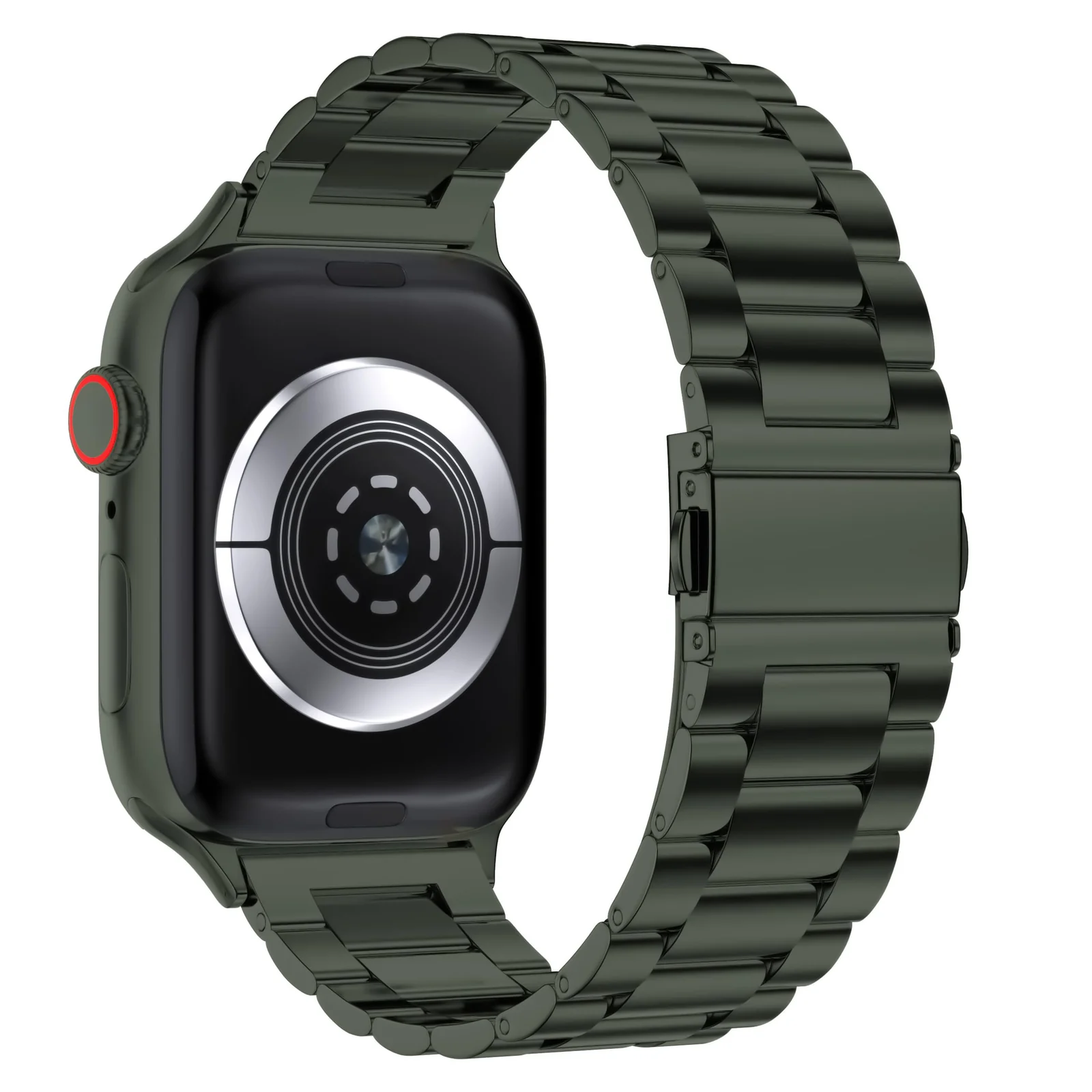 DL3 Mobilak Stainless Steel Band with Case Compatible with Apple Watch Band 45mm Series 9/8/7, Men Woman Business Strap with Protective Bumper Cover for iWatch Series 7/8/9 45mm (Olive) - Olive Green