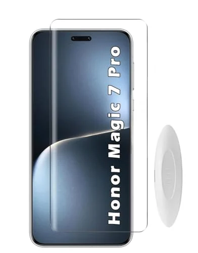 DL3 Mobilak Screen Protector Honor Magic 7 Pro 5G [Liquid UV Tempered Glass] Full Screen adhesive [Sensitive Touch][Fingerprint Sensor Compatible] HD - Clear