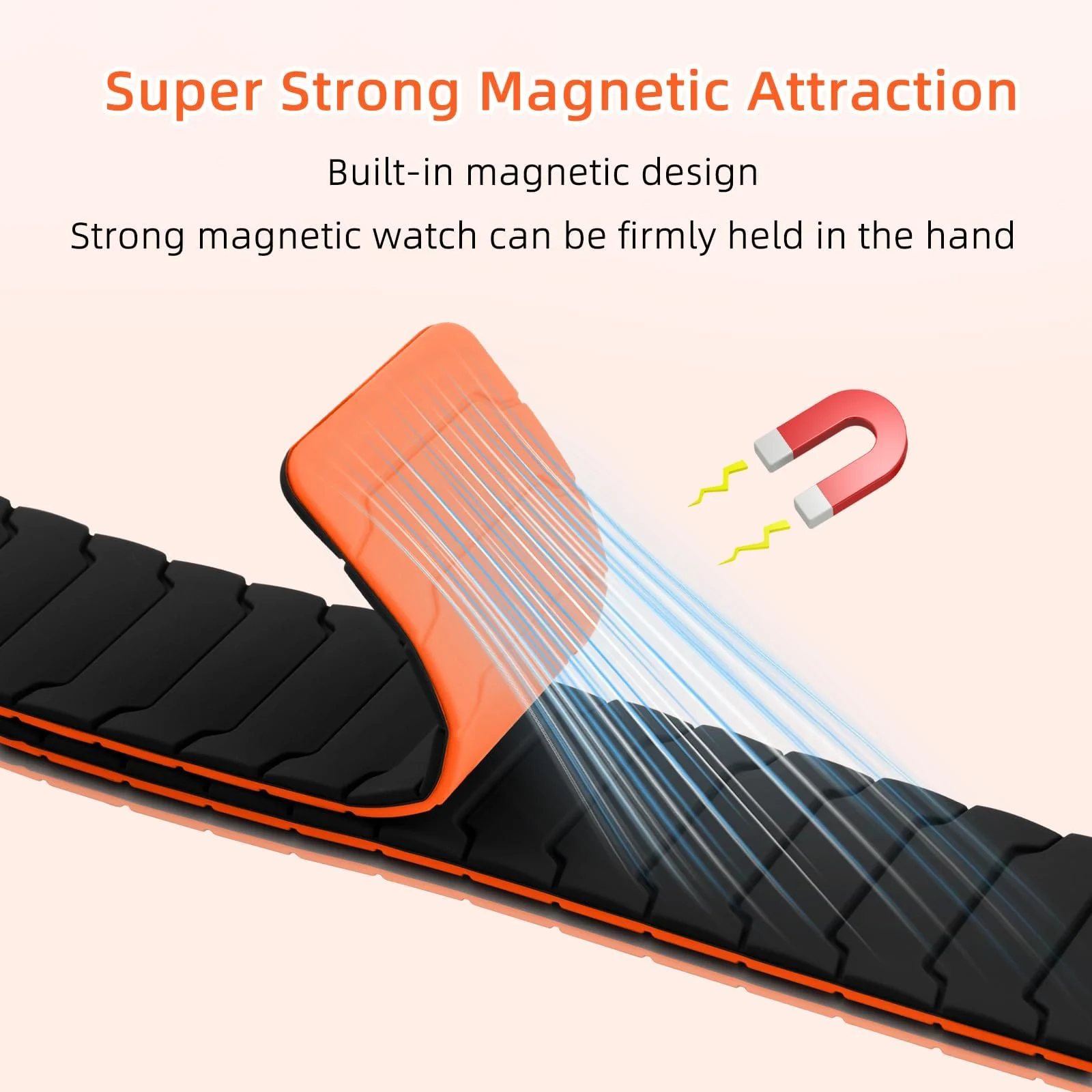 DL3 Mobilak 22mm Silicone Magnetic Strap for Xiaomi Redmi Watch 5 Active/5 Lite/Samsung Galaxy Watch 46mm/Watch 3 45mm/Gear S3/Huawei watch (GT6 GT5 GT4 GT3 GT2 GT 46MM)/GT2E/GT6 Pro/GT 5 Pro/Amazfit GTR4/Bip 6 - A-black/orange