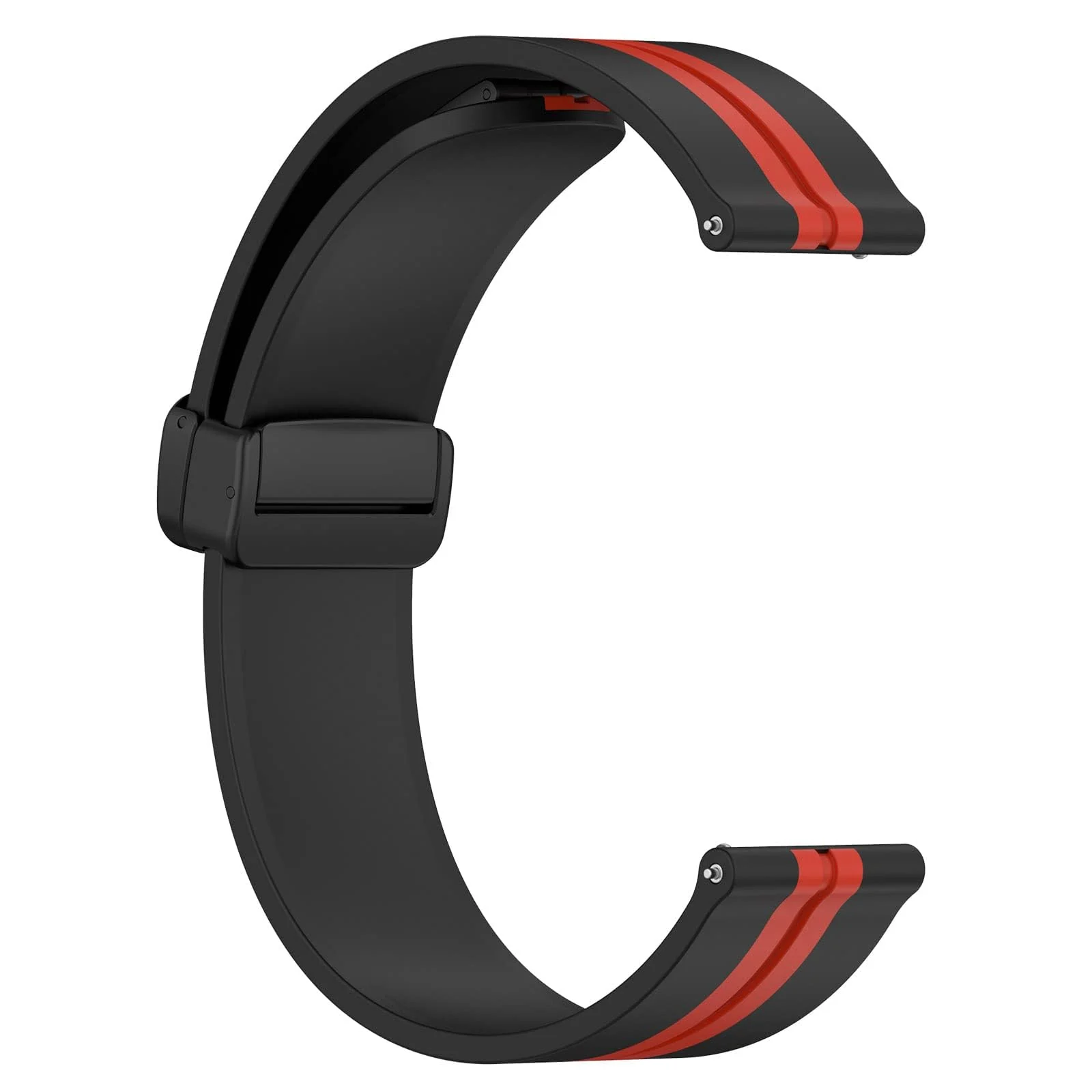 DL3 Mobilak 22MM Silicone Band Magnetic Clasp Strap For Xiaomi Redmi Watch 5 Active/5 Lite/Samsung Galaxy Watch 46mm/Watch 3 45mm/Gear S3/Huawei watch (GT6 GT5 GT4 GT3 GT2 GT 46MM)/GT6 (A. ) - A.Black Red