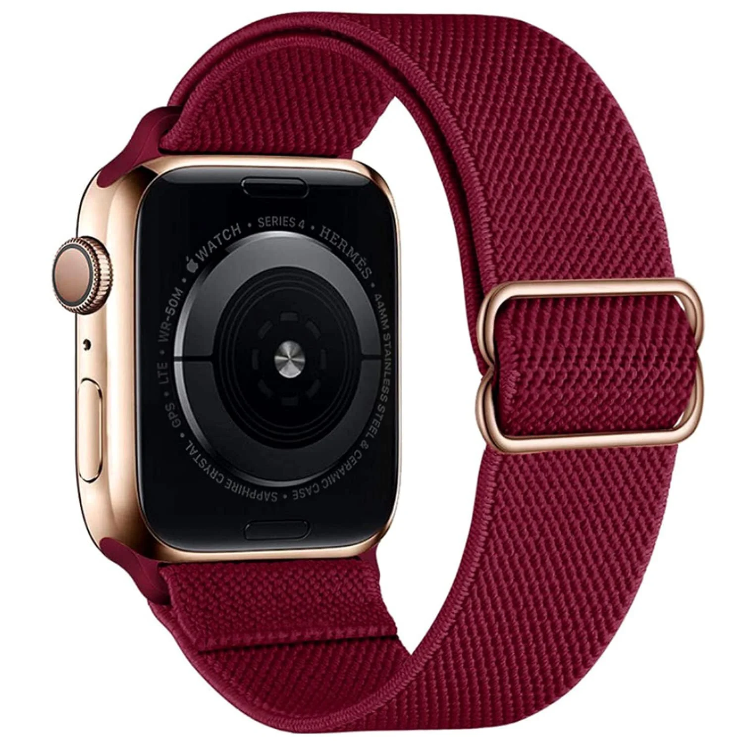 DL3 Mobilak Stretchy Solo Loop Compatible with Apple Watch Ultra Band 44mm 40mm 41mm 45mm 46mm 38mm 49mm 42mm, Soft Nylon Sport Strap for iWatch Series 10 9 8 7 6 5 4 SE (42MM/44MM/45MM/49MM, Burgundy) - Black