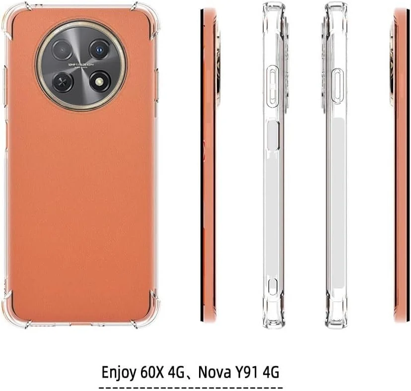 DL3 Mobilak Case Compatible with Huawei Nova Y91 4G, Cover Silicone TPU Gorilla Anti-shock Protector Camera Shockproof Corners - Clear